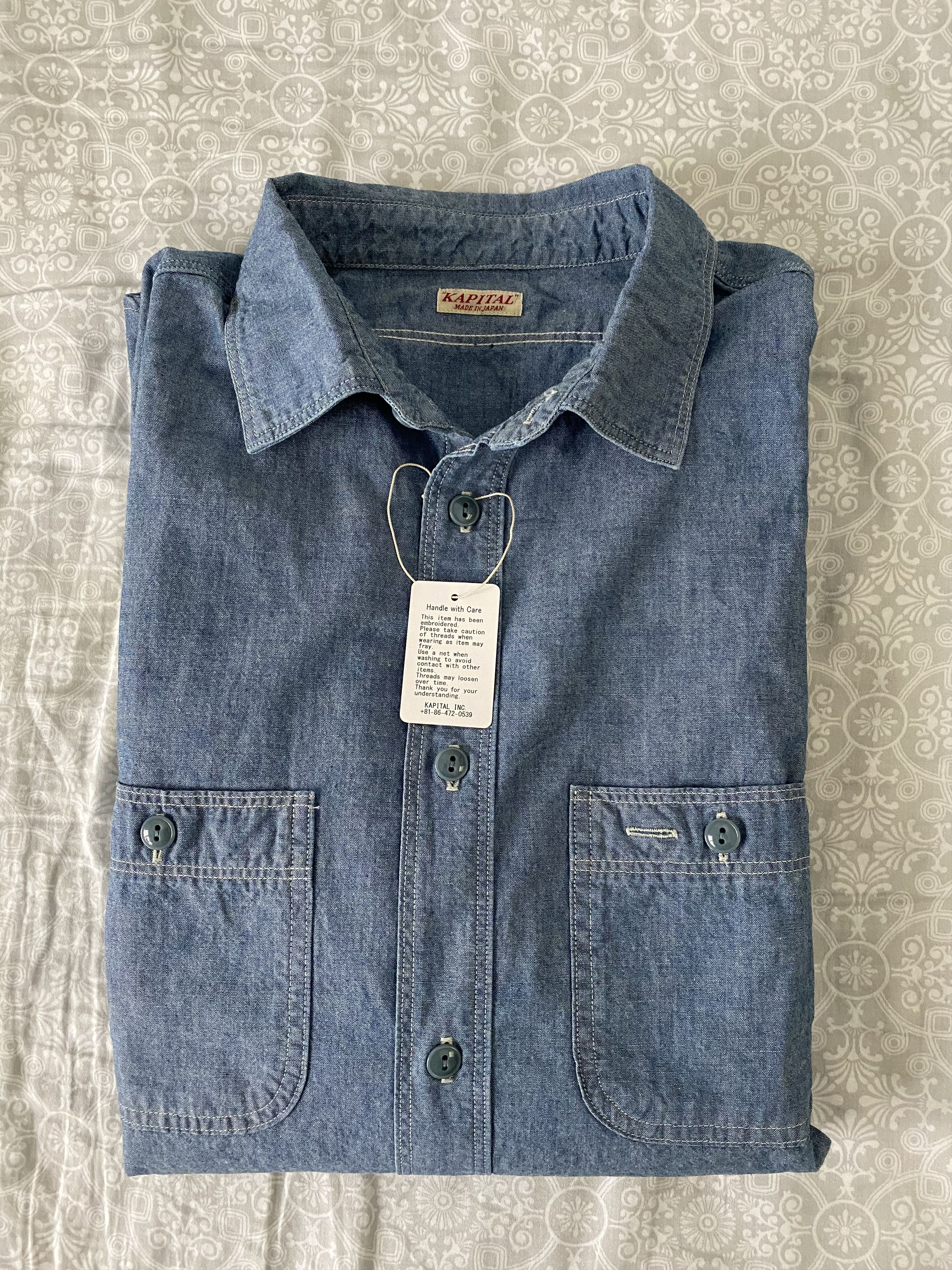 Kapital Kapital Chambray Smile Embroidery Work Shirt Size US L / EU 52-54 / 3 - 6 Thumbnail