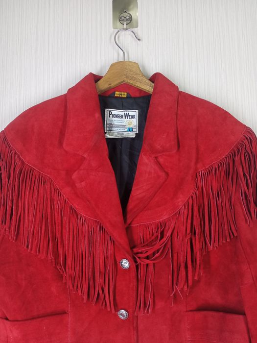 Genuine Leather 80s Pioneer Wear Western Fringe Jacket inspired