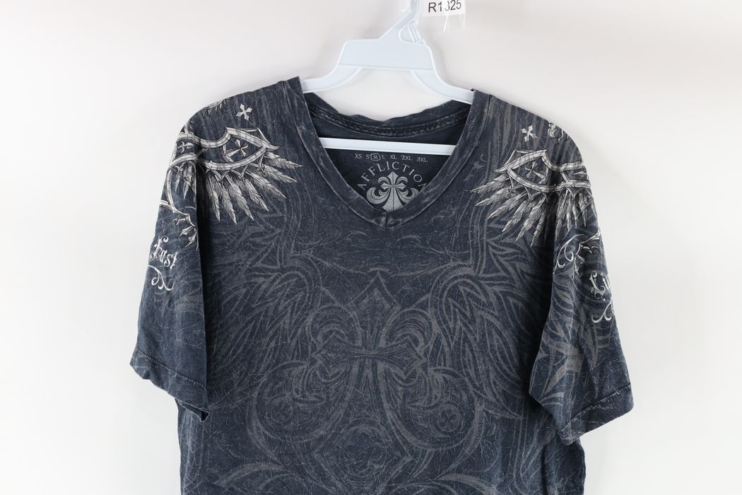 Vintage Affliction Live Fast Distressed Cross Wings T-Shirt Black | Grailed