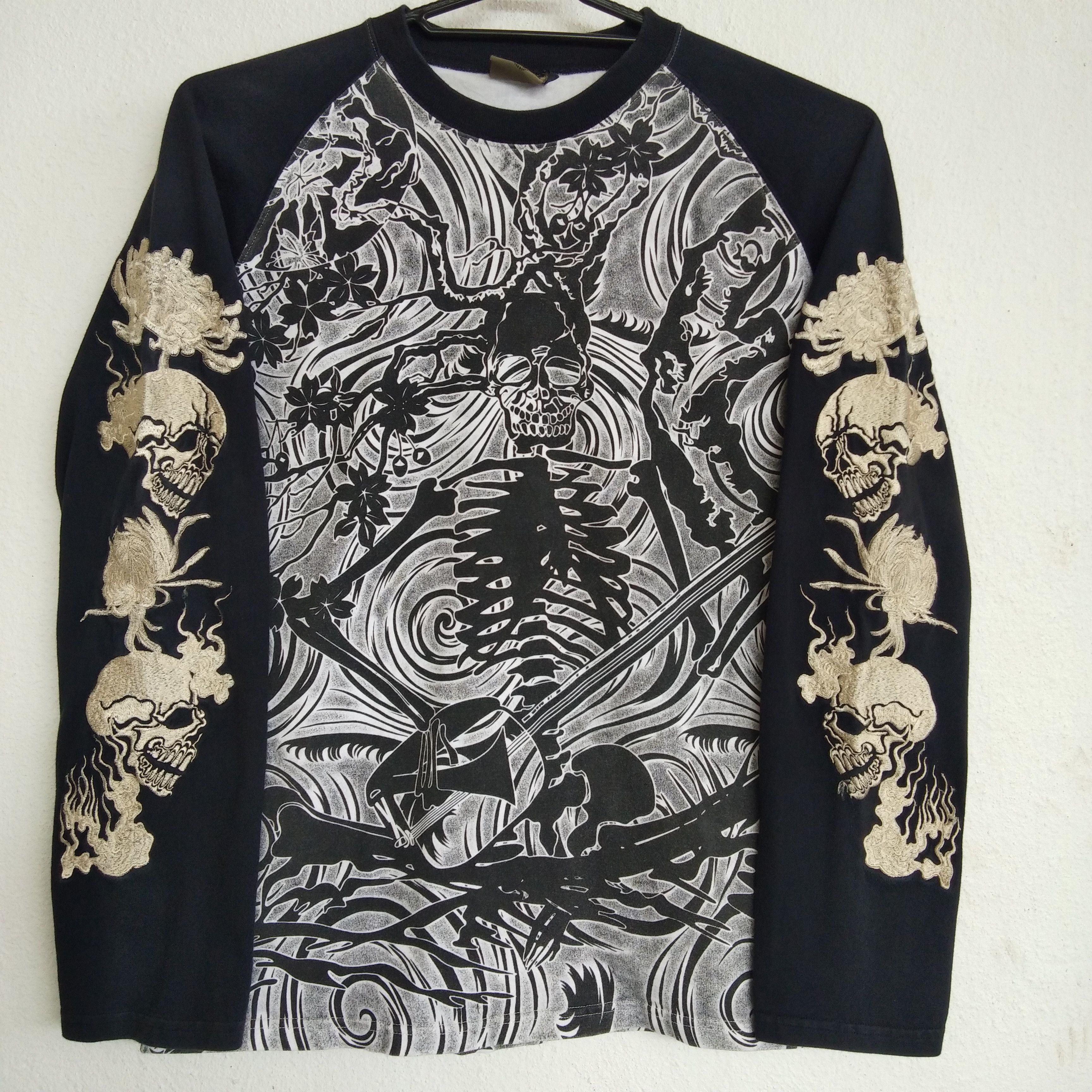 Very Rare Full Print Skull Sukajan Long Sleeve Shirt