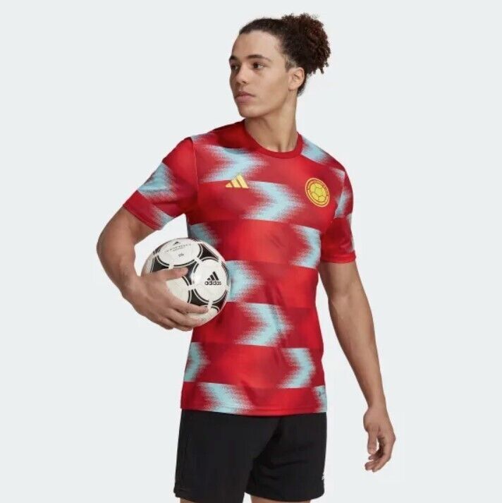 Adidas HD6418 Colombia Pre-Match Jersey Tee Red Multi ( 2XL