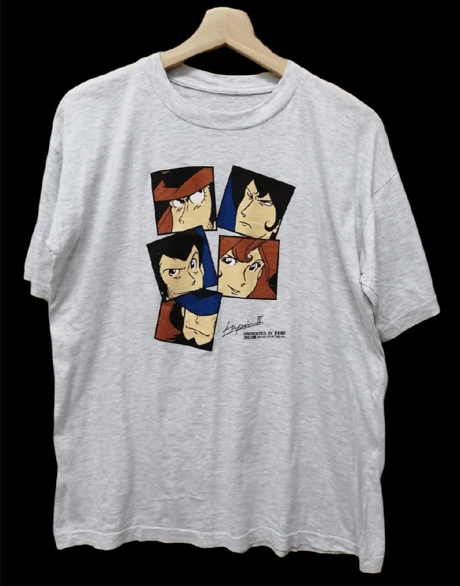 image of Anima x Vintage Lupin Iii Presented By Esso Tshirt in Grey, Men's (Size Large)