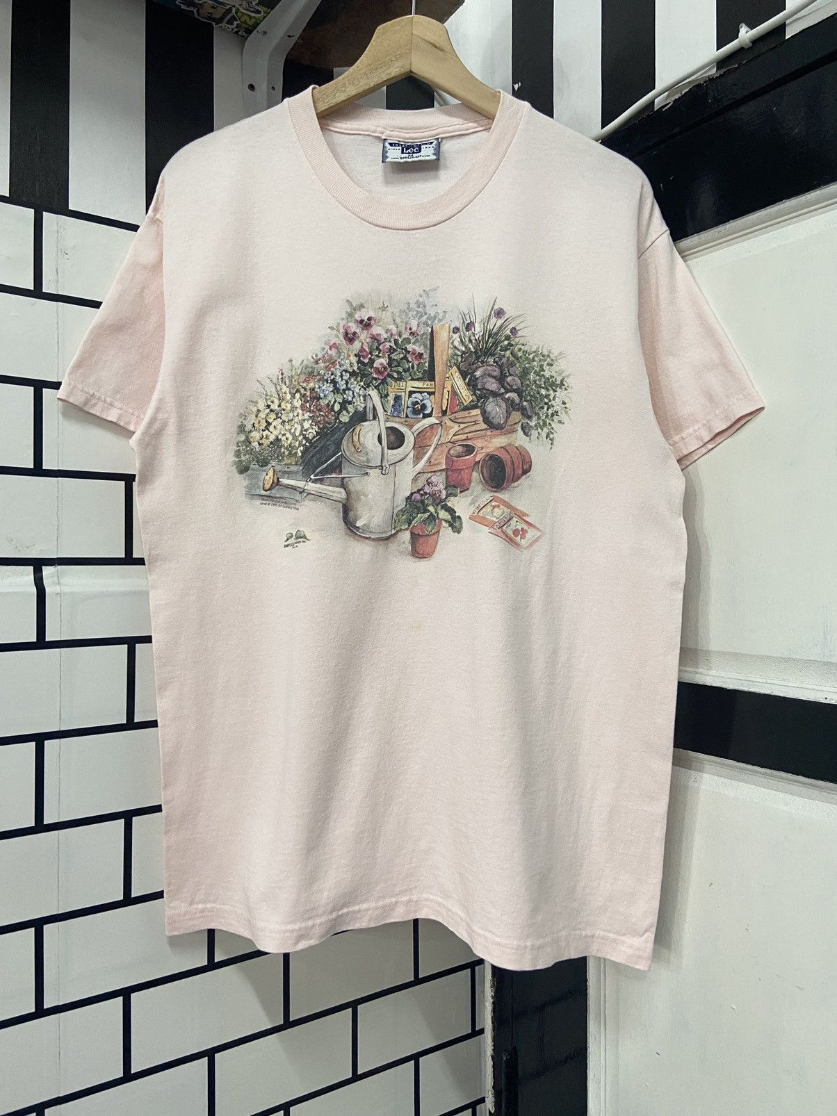 image of 1990X Clothing x Art Vintage 90’S Fine Art Garden Flowers Inspired Claude Monet in Soft Pink (Size 