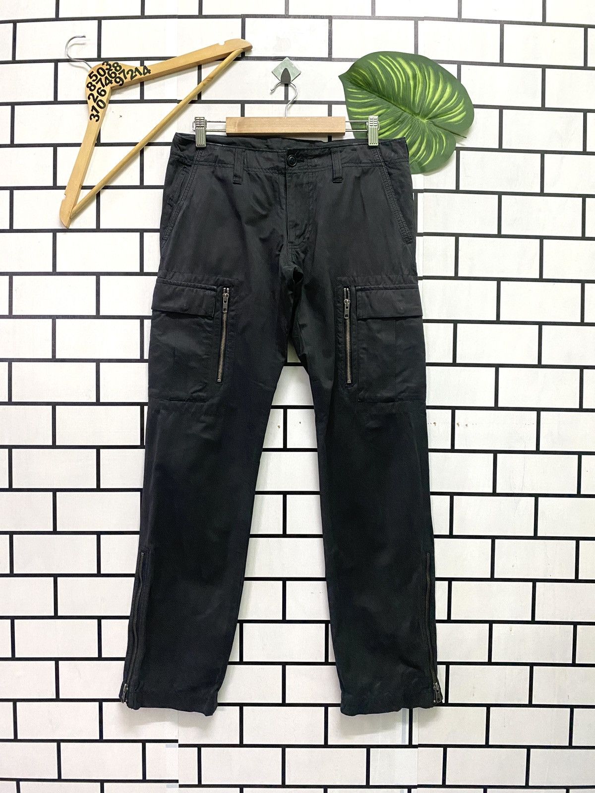 image of Designer Cargo Japan Made Bad Habit Multipocket Tactical Zipper Pant in Black, Men's (Size 30)