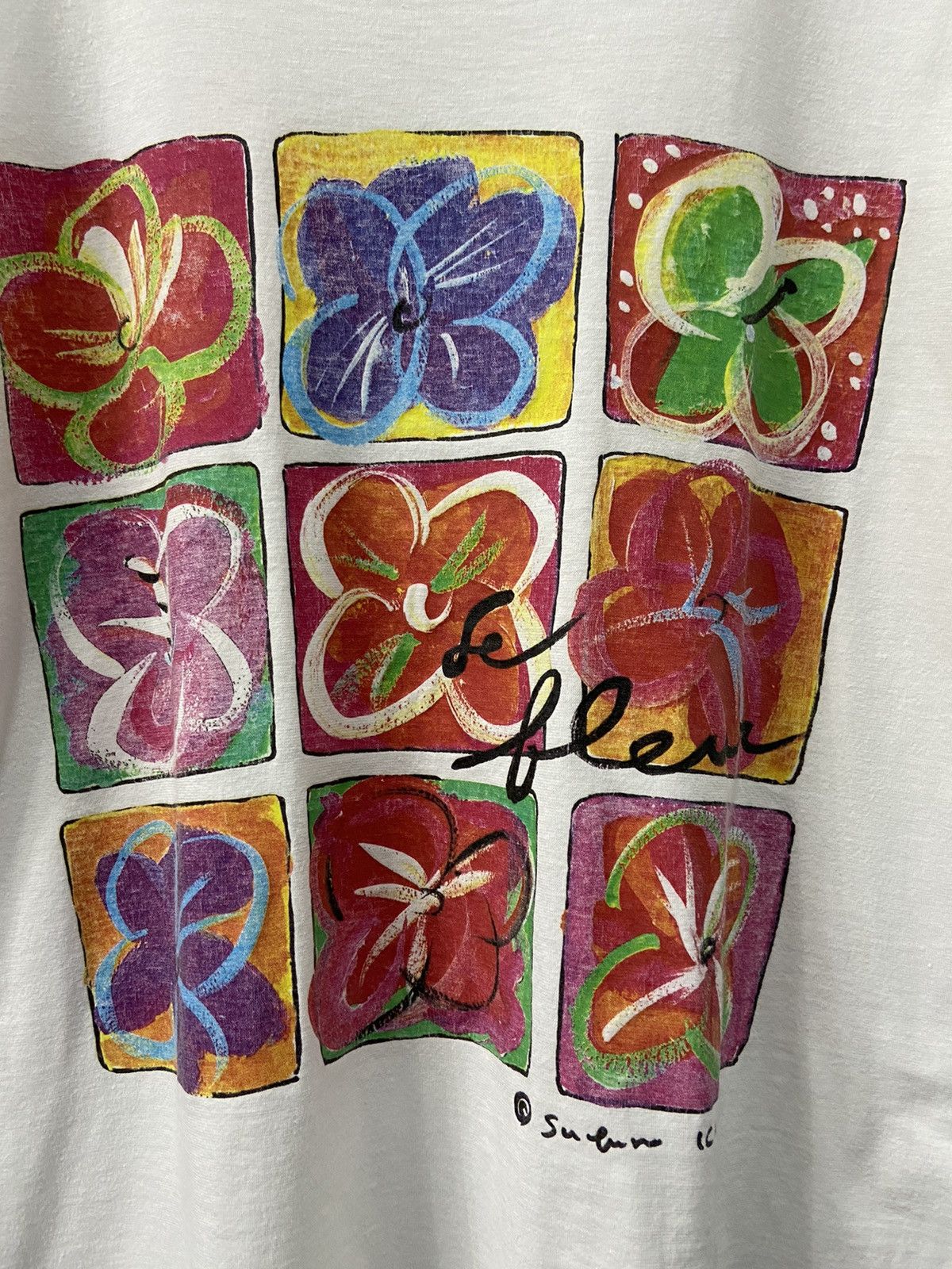 Vintage Vintage 90’s Art Hibiscus Painting Single Stitch Tshirt Size US M / EU 48-50 / 2 - 4 Thumbnail