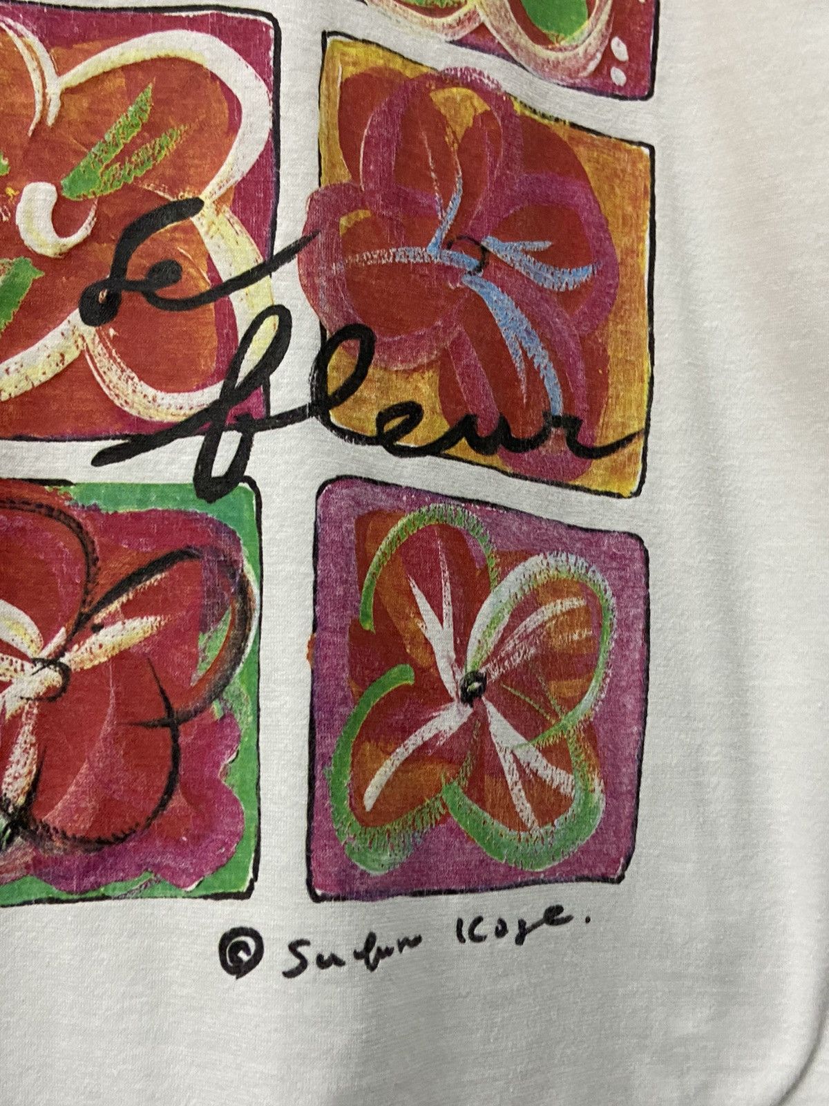 Vintage Vintage 90’s Art Hibiscus Painting Single Stitch Tshirt Size US M / EU 48-50 / 2 - 6 Thumbnail