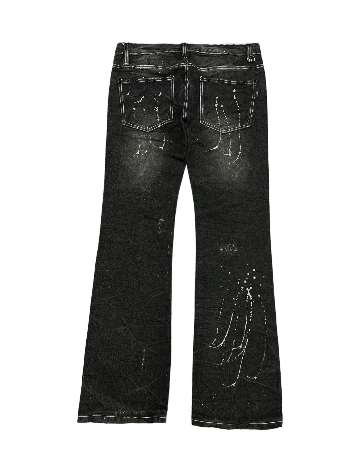 Japanese Brand FLARED💥BERNINGS SHO SPLATTER DISTRESSED DENIM PANT Size US 34 / EU 50 - 7 Thumbnail