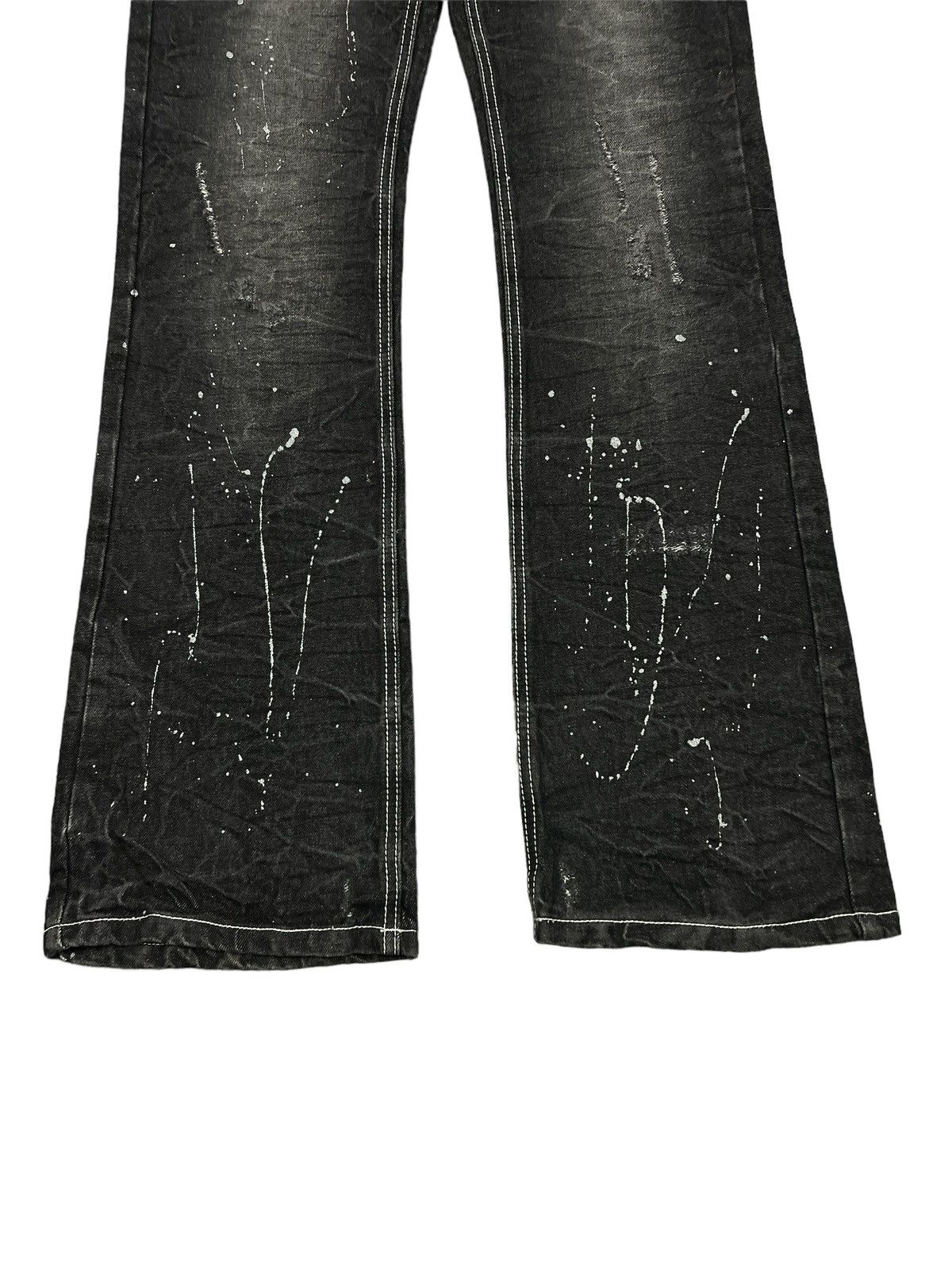 Japanese Brand FLARED💥BERNINGS SHO SPLATTER DISTRESSED DENIM PANT Size US 34 / EU 50 - 4 Thumbnail
