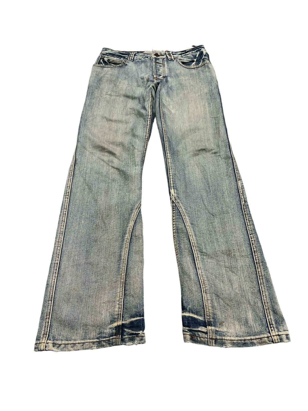 Japanese Brand SICK🔥FISHBONE WASHED DISTRESSED DENIM PANT Size US 31 - 2 Thumbnail