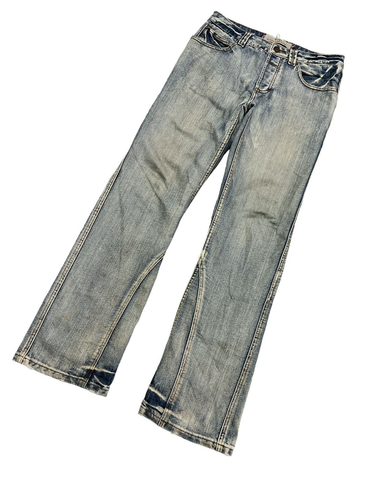 Japanese Brand SICK🔥FISHBONE WASHED DISTRESSED DENIM PANT Size US 31 - 5 Thumbnail