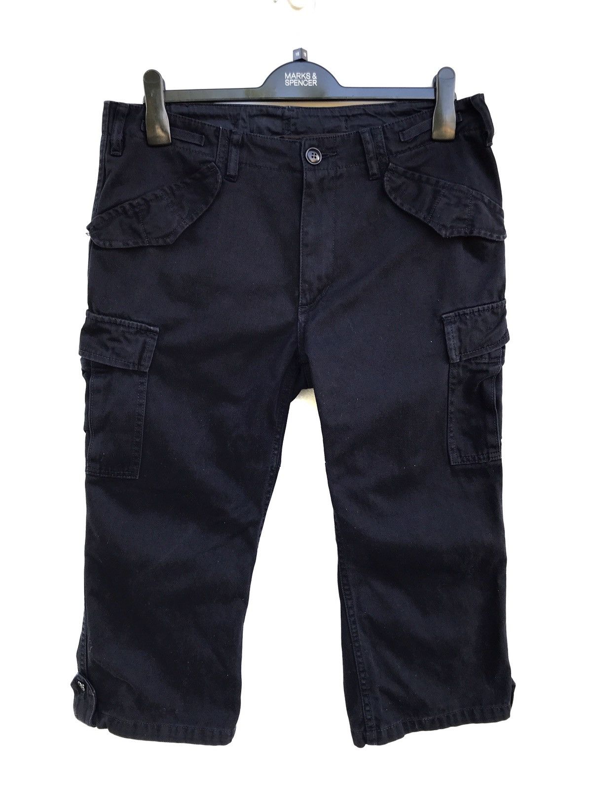 image of Ships X Dico Cargo Cropped Short Tactical Pants in Navy Blue, Men's (Size 32)