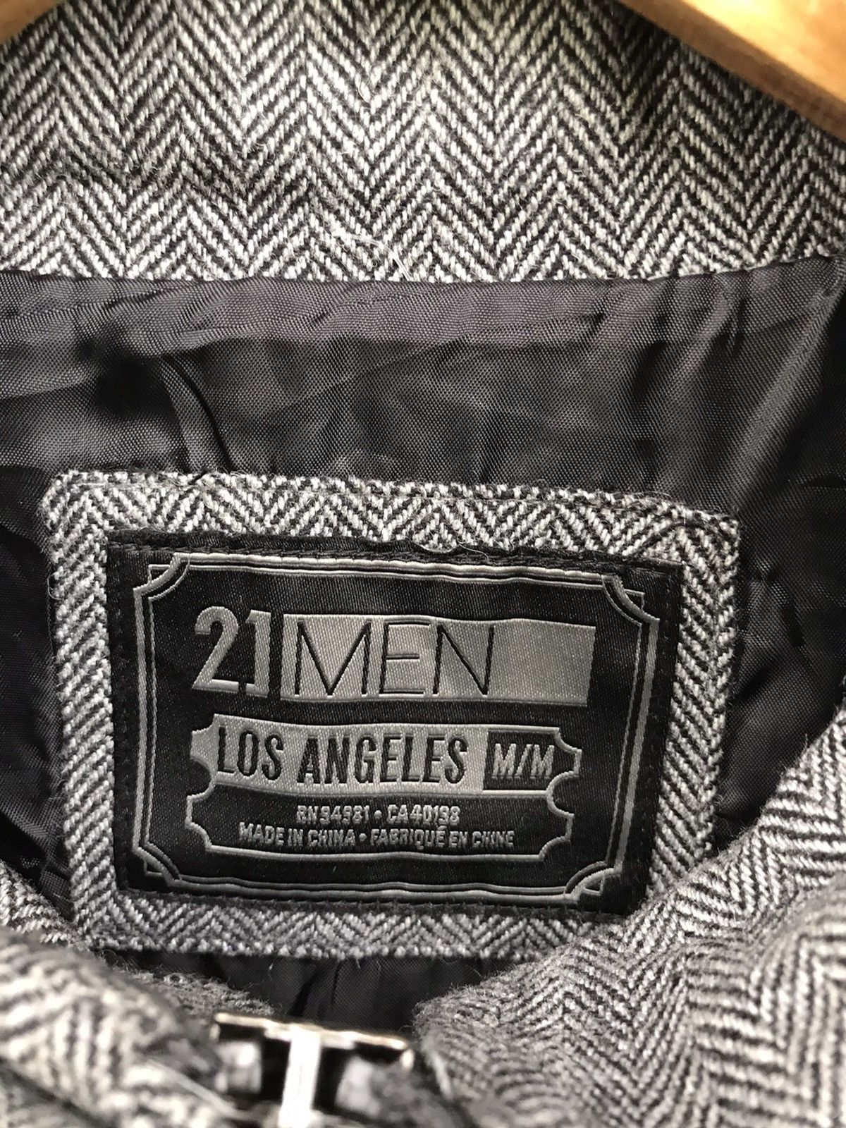21 Men 21 Men Grey Herringbone Wool Bomber Jacket Size US M / EU 48-50 / 2 - 7 Thumbnail