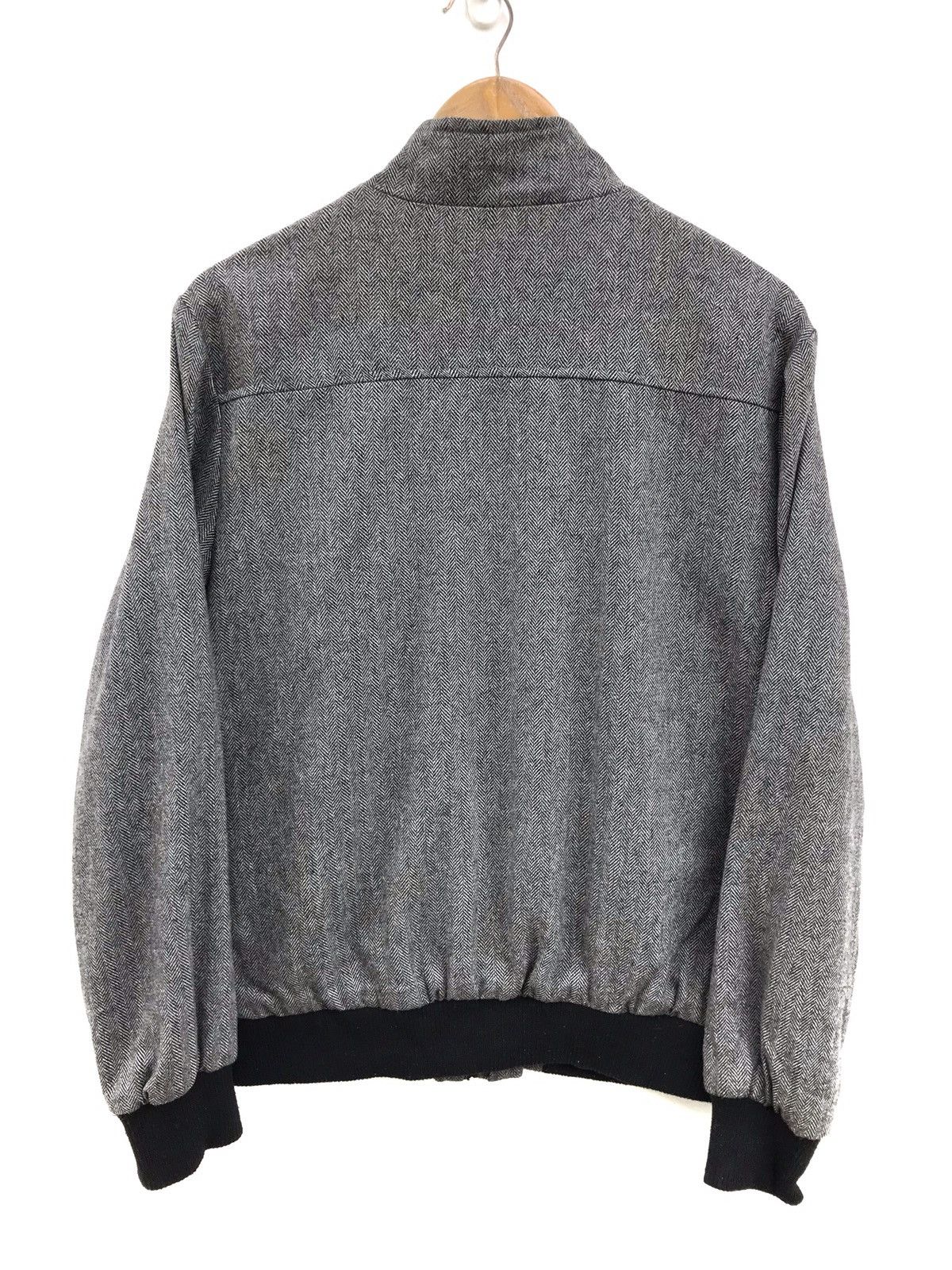 21 Men 21 Men Grey Herringbone Wool Bomber Jacket Size US M / EU 48-50 / 2 - 2 Thumbnail