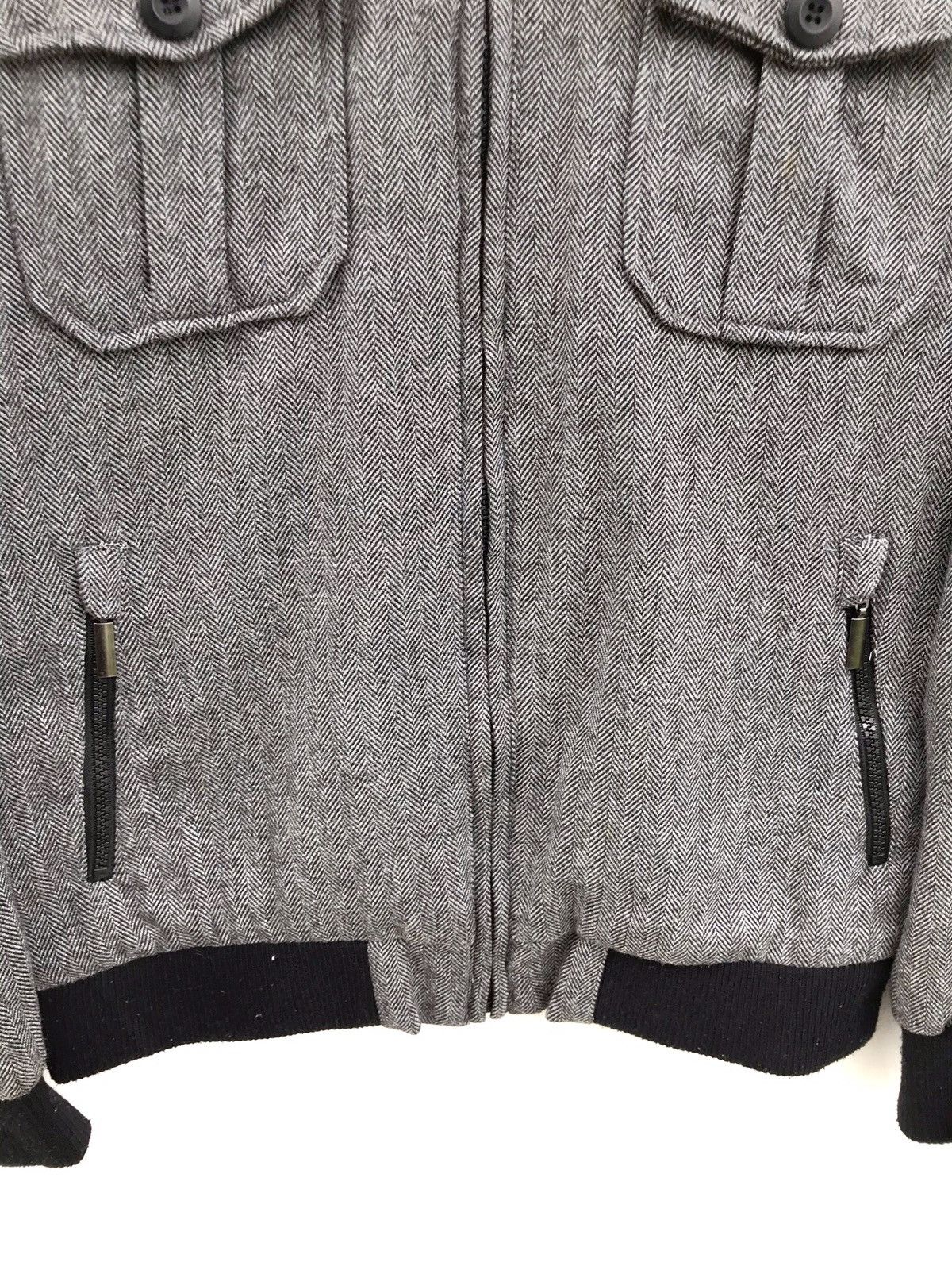 21 Men 21 Men Grey Herringbone Wool Bomber Jacket Size US M / EU 48-50 / 2 - 4 Thumbnail
