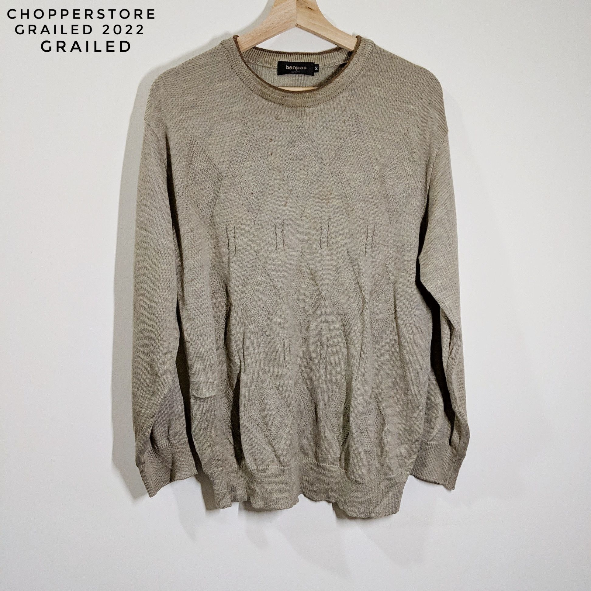Homespun Knitwear × Japanese Brand Vintage Benpan Diamond Knitwear Sweater Size US M / EU 48-50 / 2 - 1 Thumbnail