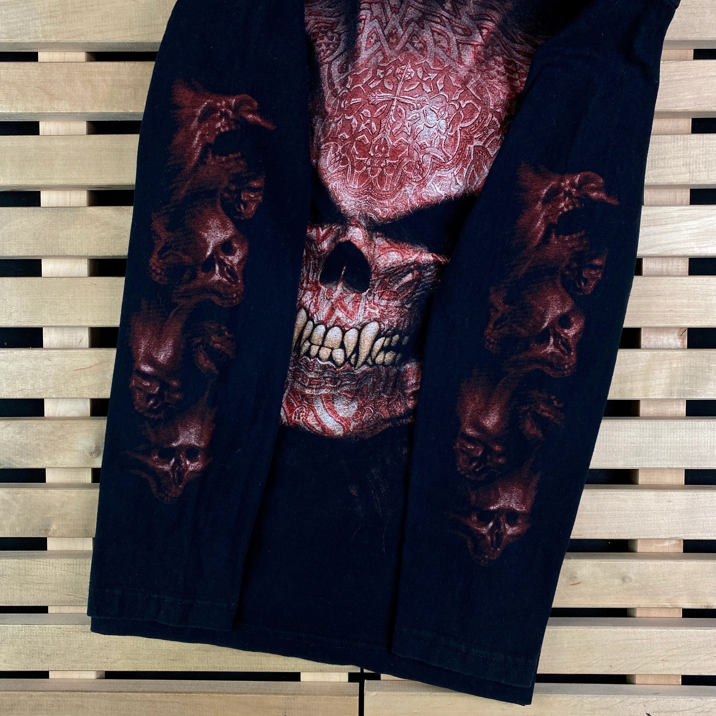 Band Tees × Vintage Mens Vintage Rock Tees Spiral Skull Big Print Size M Size US M / EU 48-50 / 2 - 7 Thumbnail