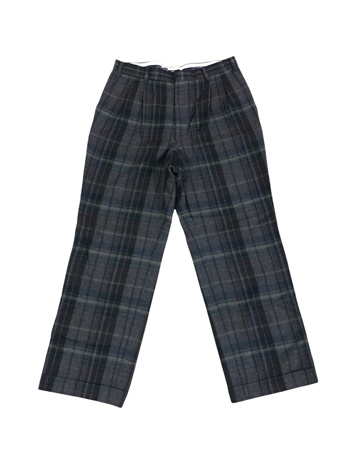 Japanese Brand × Vintage Vintage Skybrain Wool Baggy Wide Leg Checkered Plaid Pants Size US 29 - 1 Thumbnail