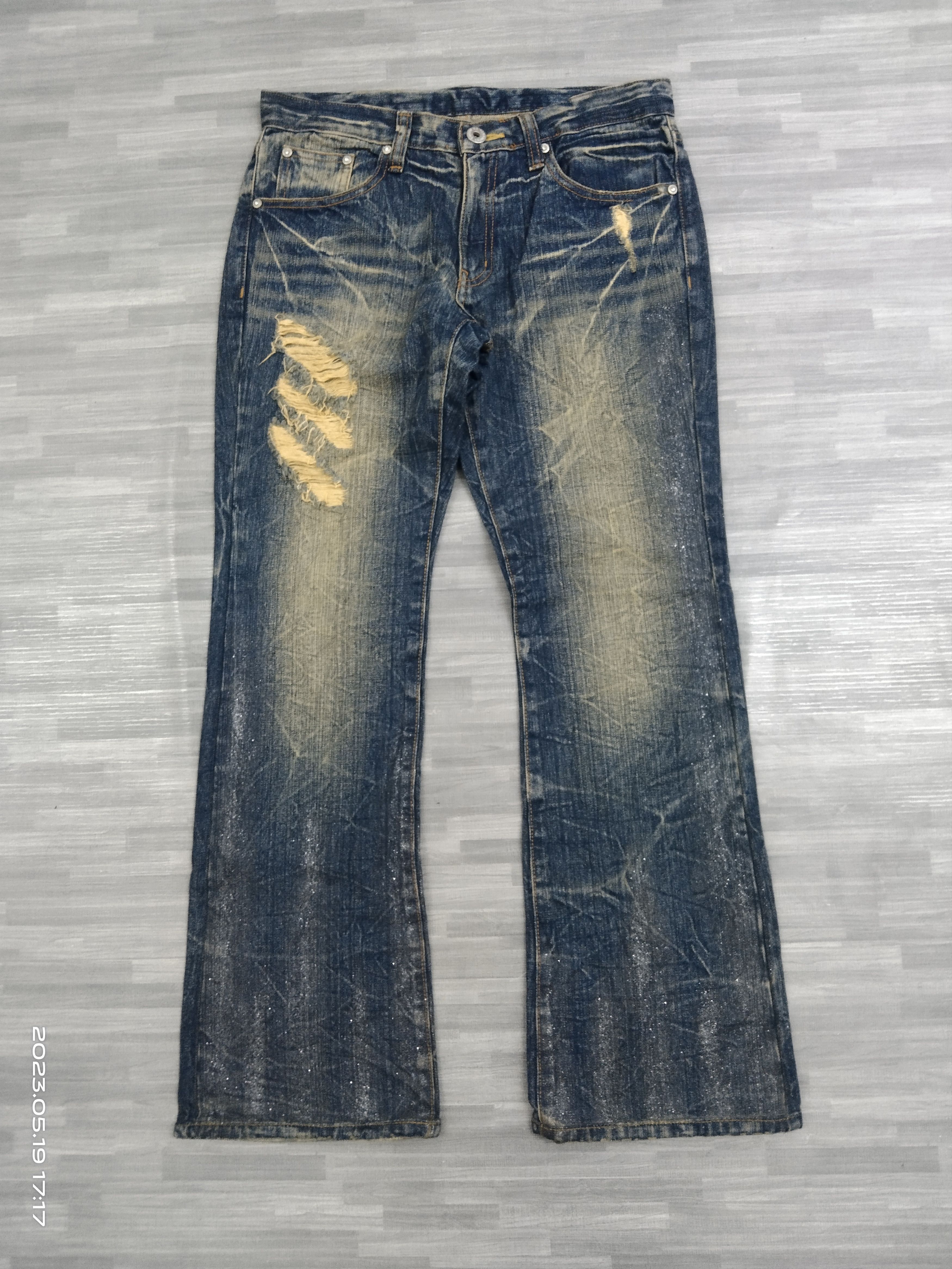 Rusty FLARE RUSTY RIPED B.S RAW LIMITED DENIM PANTS Size US 30 / EU 46 - 2 Thumbnail
