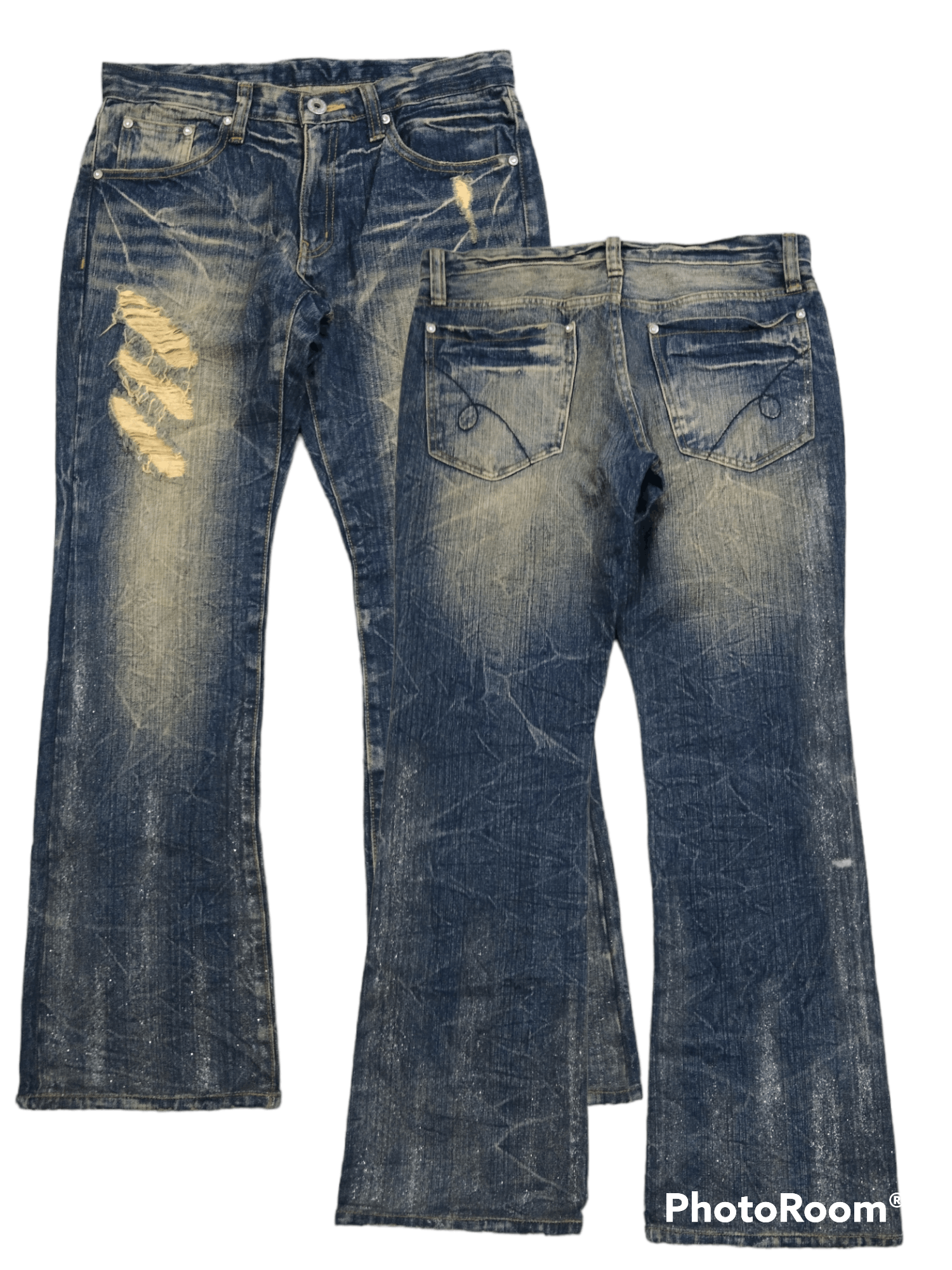 Rusty FLARE RUSTY RIPED B.S RAW LIMITED DENIM PANTS Size US 30 / EU 46 - 1 Thumbnail