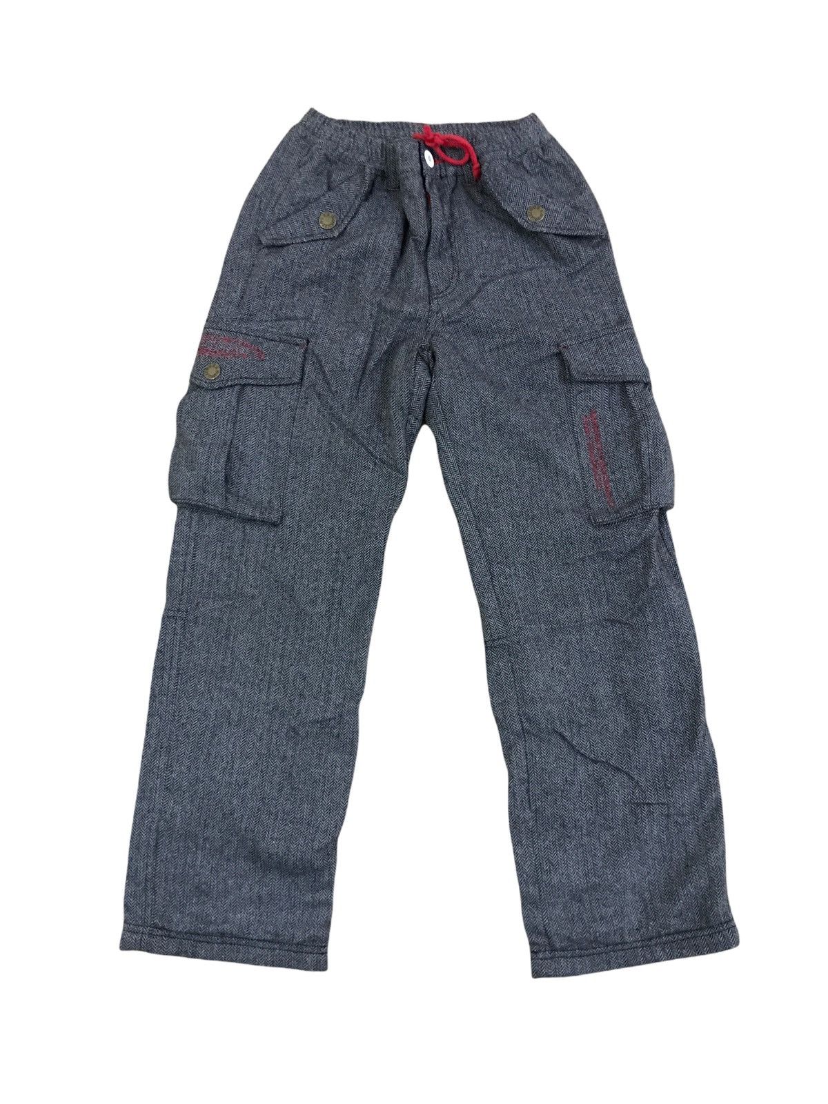 image of G Rulez Studio Cargo Wool Herringbone Pants in Grey, Men's (Size 27)