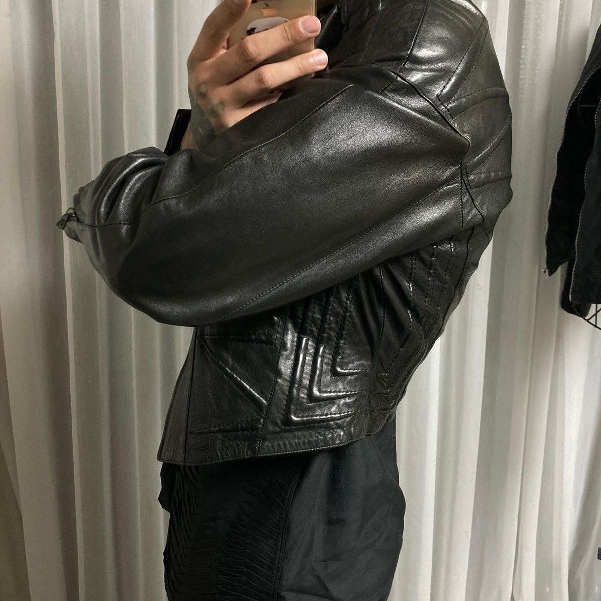 80s Claude Montana Embossed Spike Lamb Leather Jacket