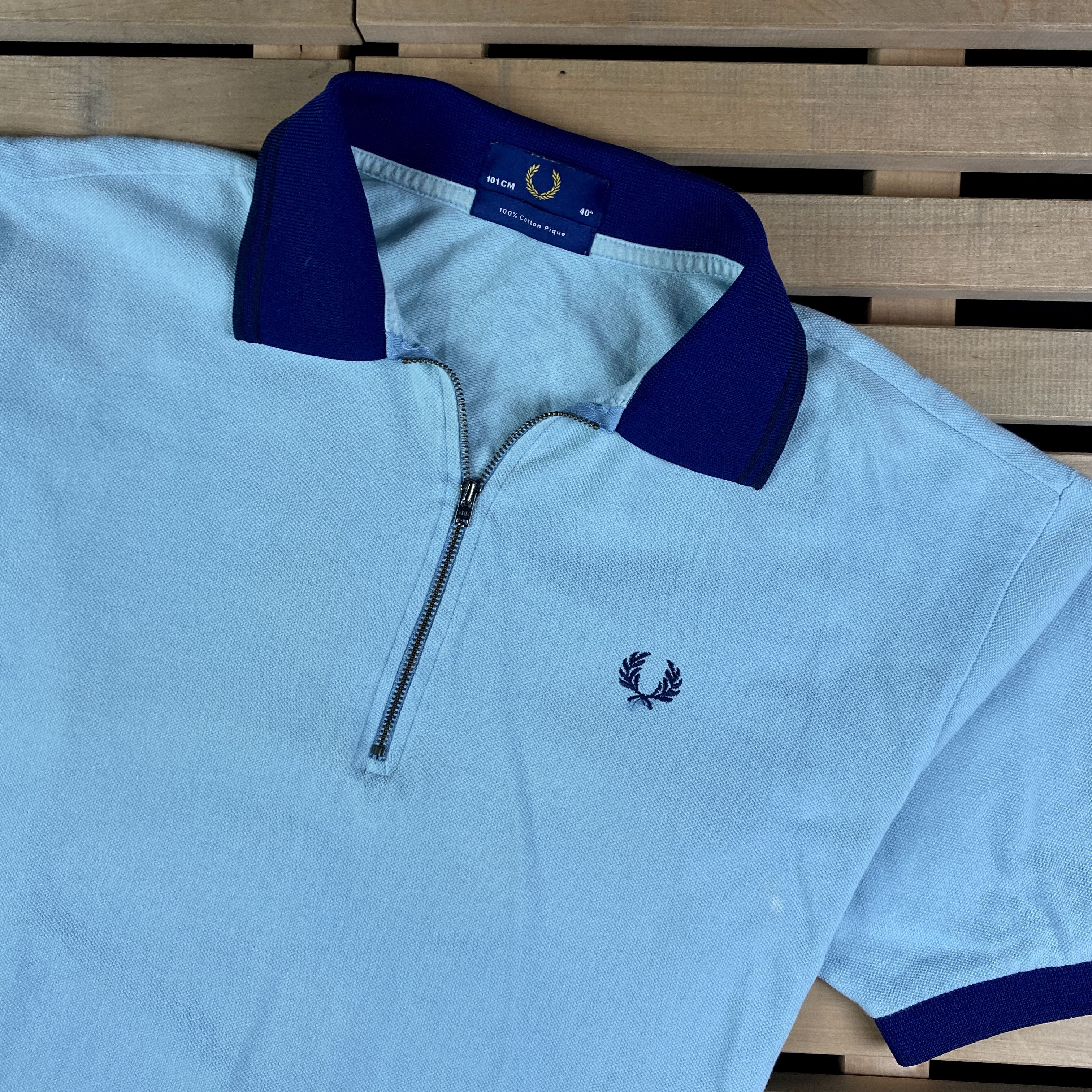 Fred Perry × Vintage Mens Zip Polo T-Shirt Fred Perry Vintage Size 101 cm Size US M / EU 48-50 / 2 - 2 Thumbnail