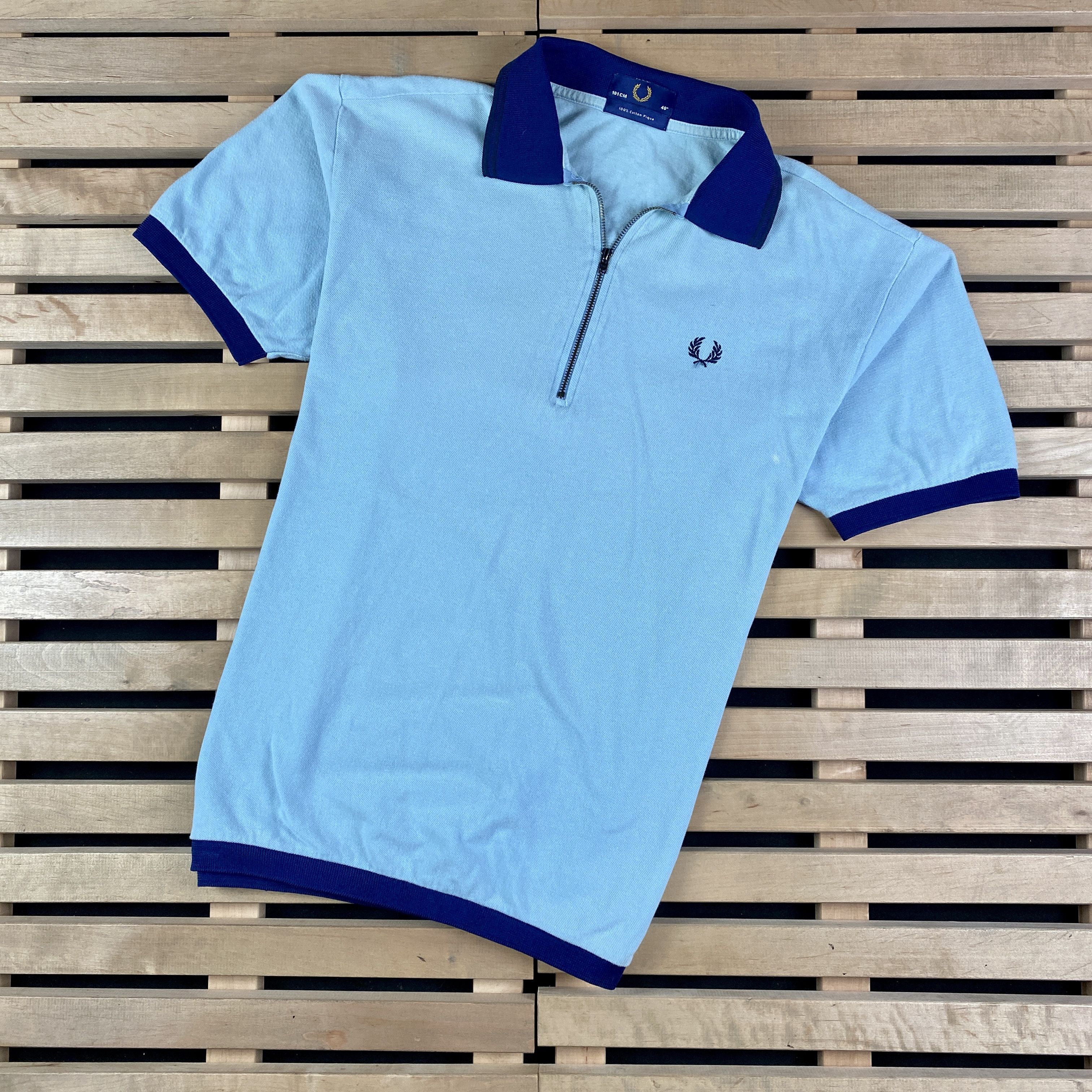 Fred Perry × Vintage Mens Zip Polo T-Shirt Fred Perry Vintage Size 101 cm Size US M / EU 48-50 / 2 - 1 Thumbnail