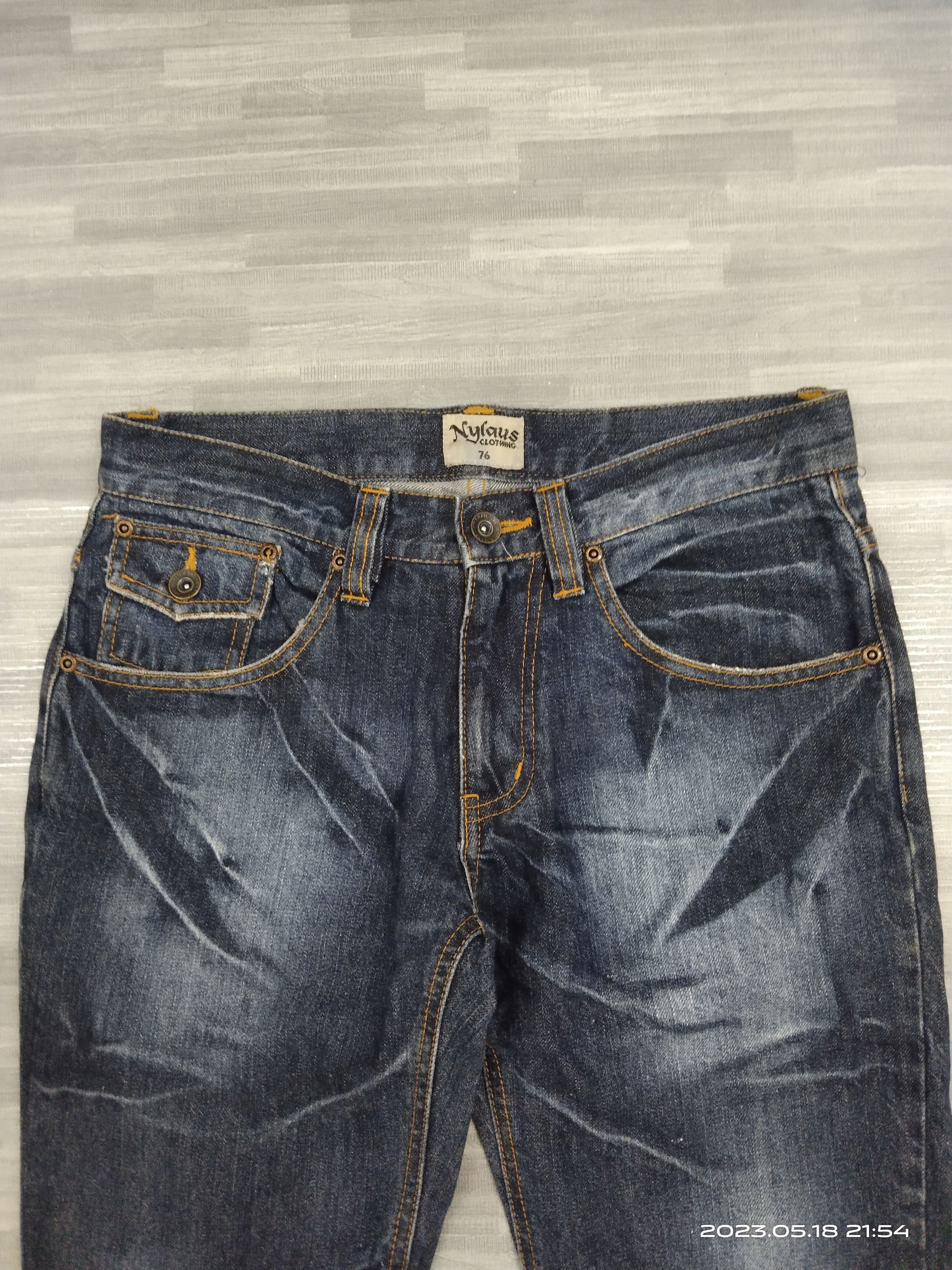 Japanese Brand FLARE TWIST WASHED BLUE NYLAUS DENIM PANTS Size US 29 - 4 Thumbnail