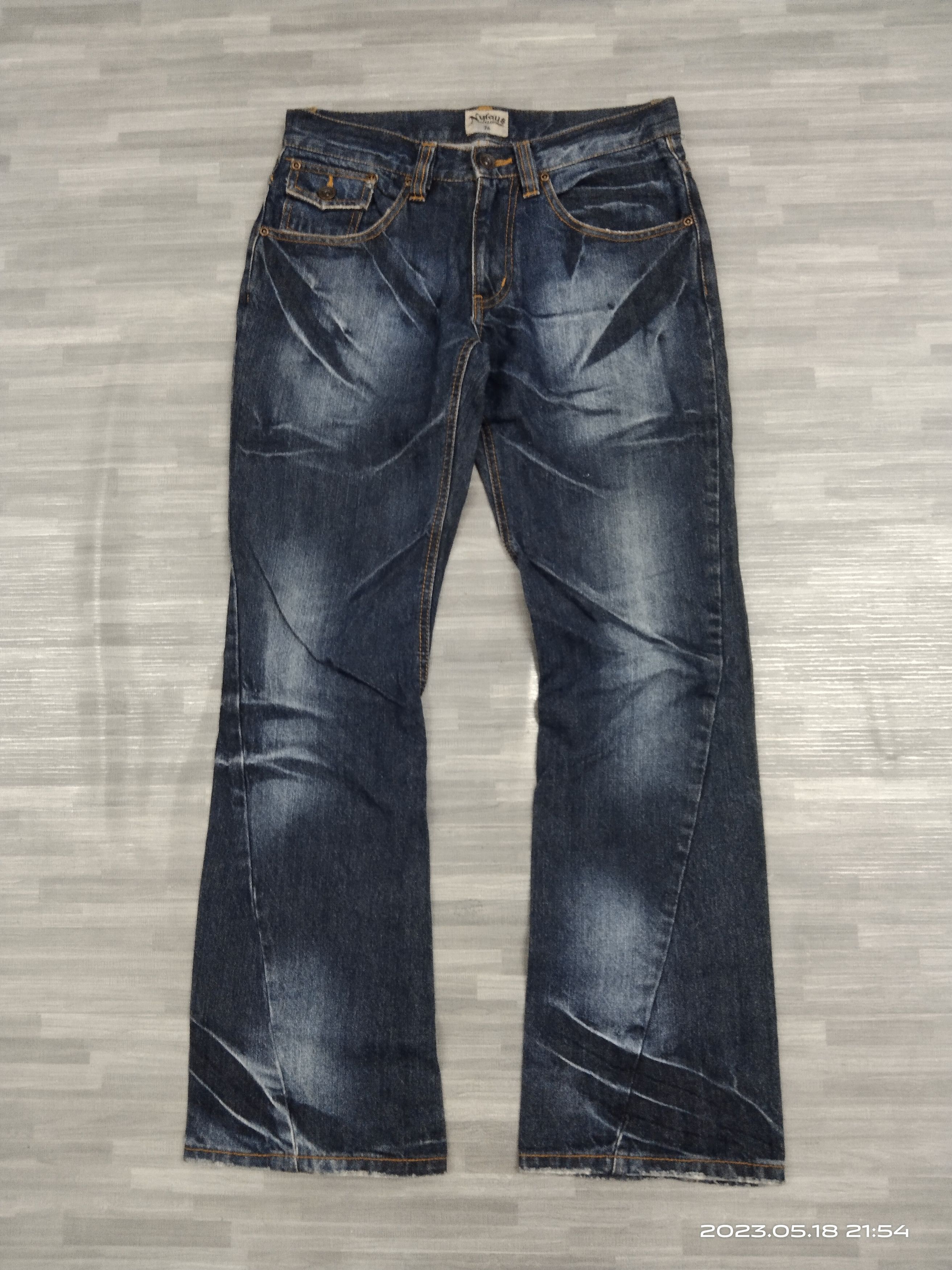 Japanese Brand FLARE TWIST WASHED BLUE NYLAUS DENIM PANTS Size US 29 - 2 Thumbnail