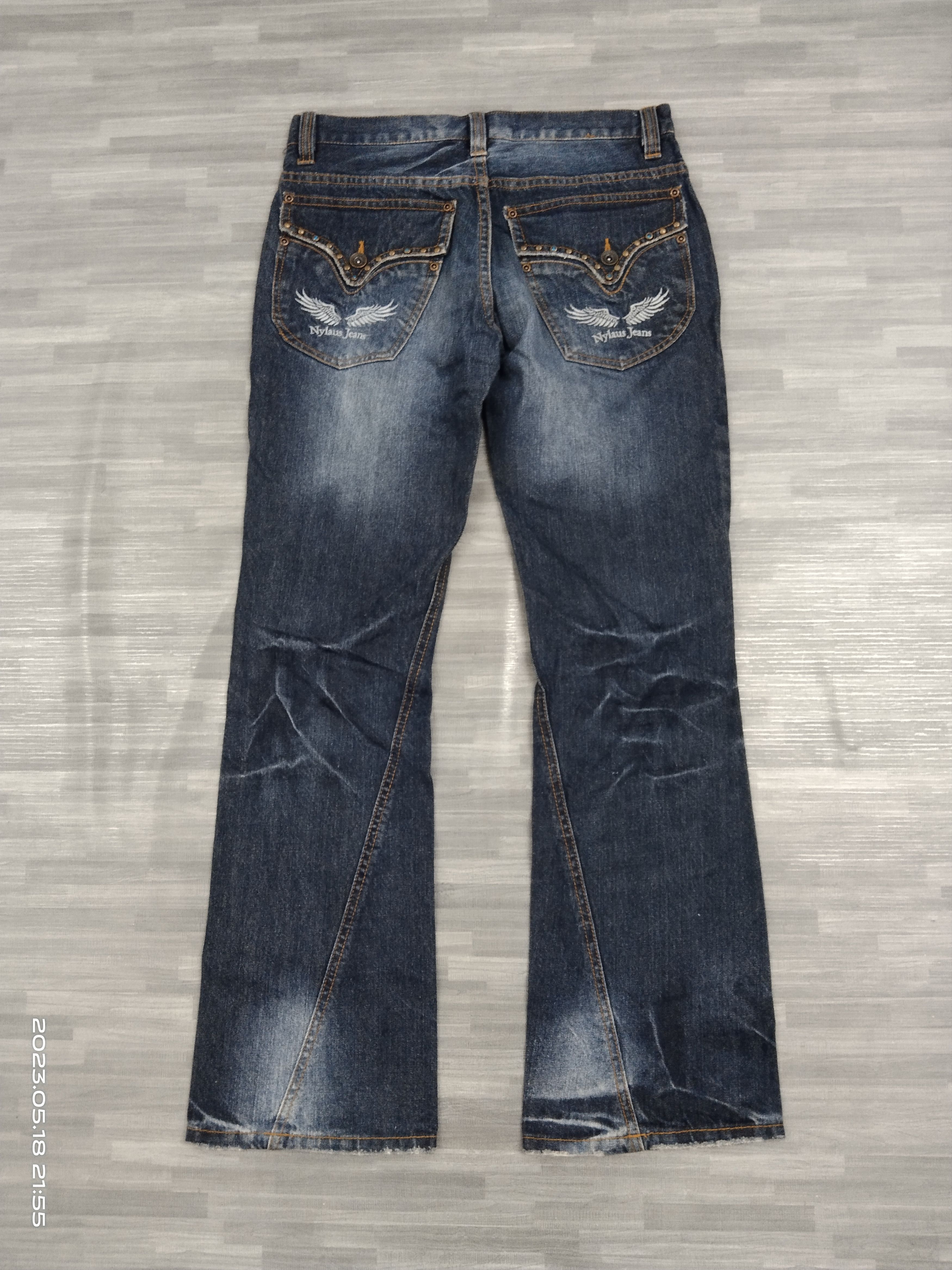 Japanese Brand FLARE TWIST WASHED BLUE NYLAUS DENIM PANTS Size US 29 - 3 Thumbnail