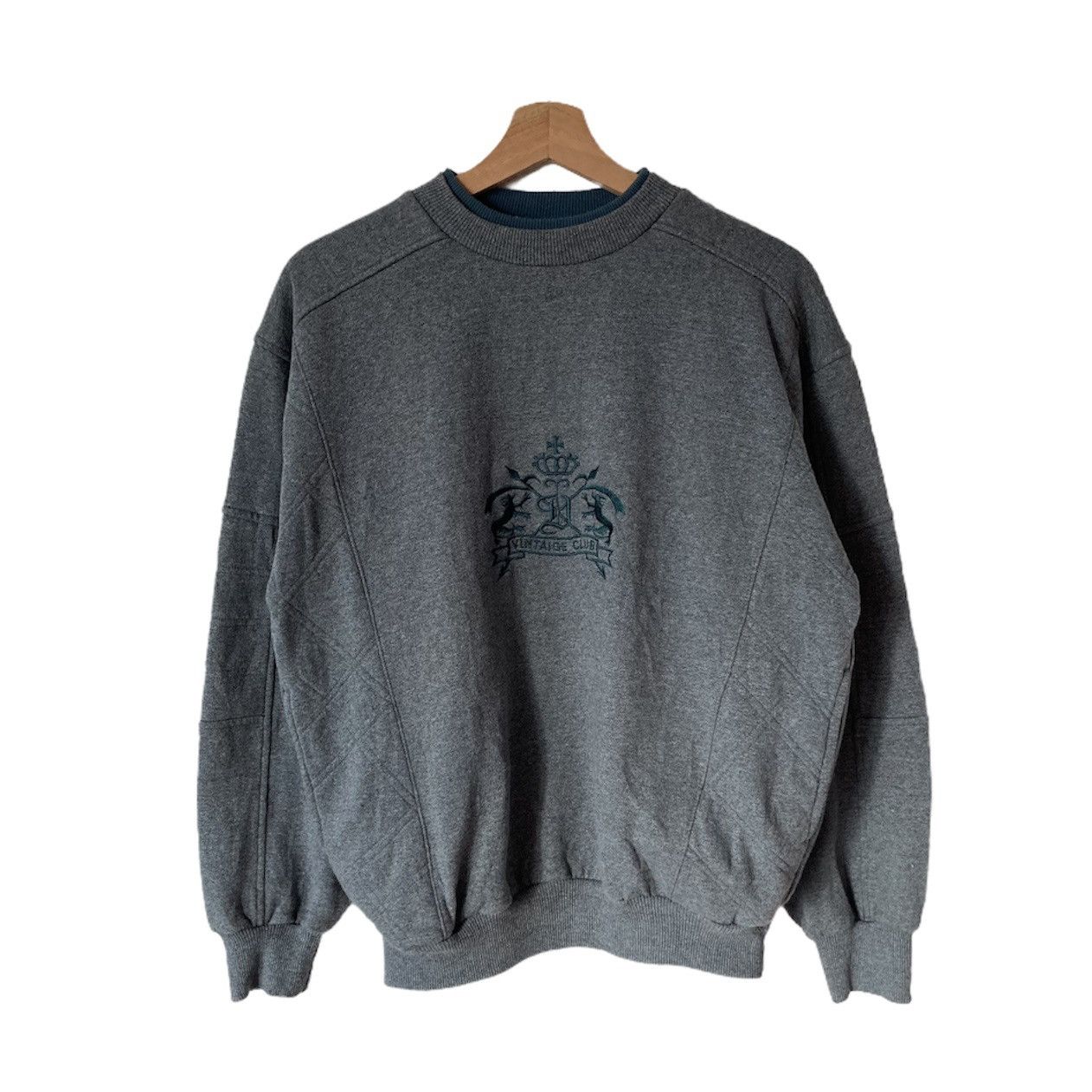 image of Japanese Vintage Club Double Collar Sweater in Grey, Men's (Size Medium)