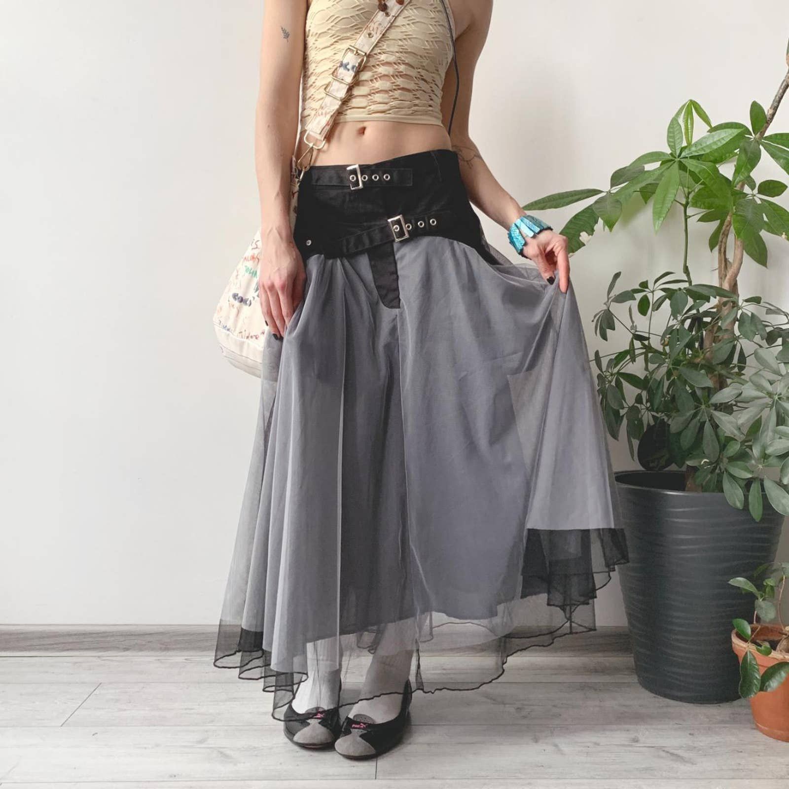 Japanese Brand × Vintage Vintage Y2K Goth Subversive Cyber Tulle Tutu Maxi Skirt Size 28" / US 6 / IT 42 - 5 Thumbnail