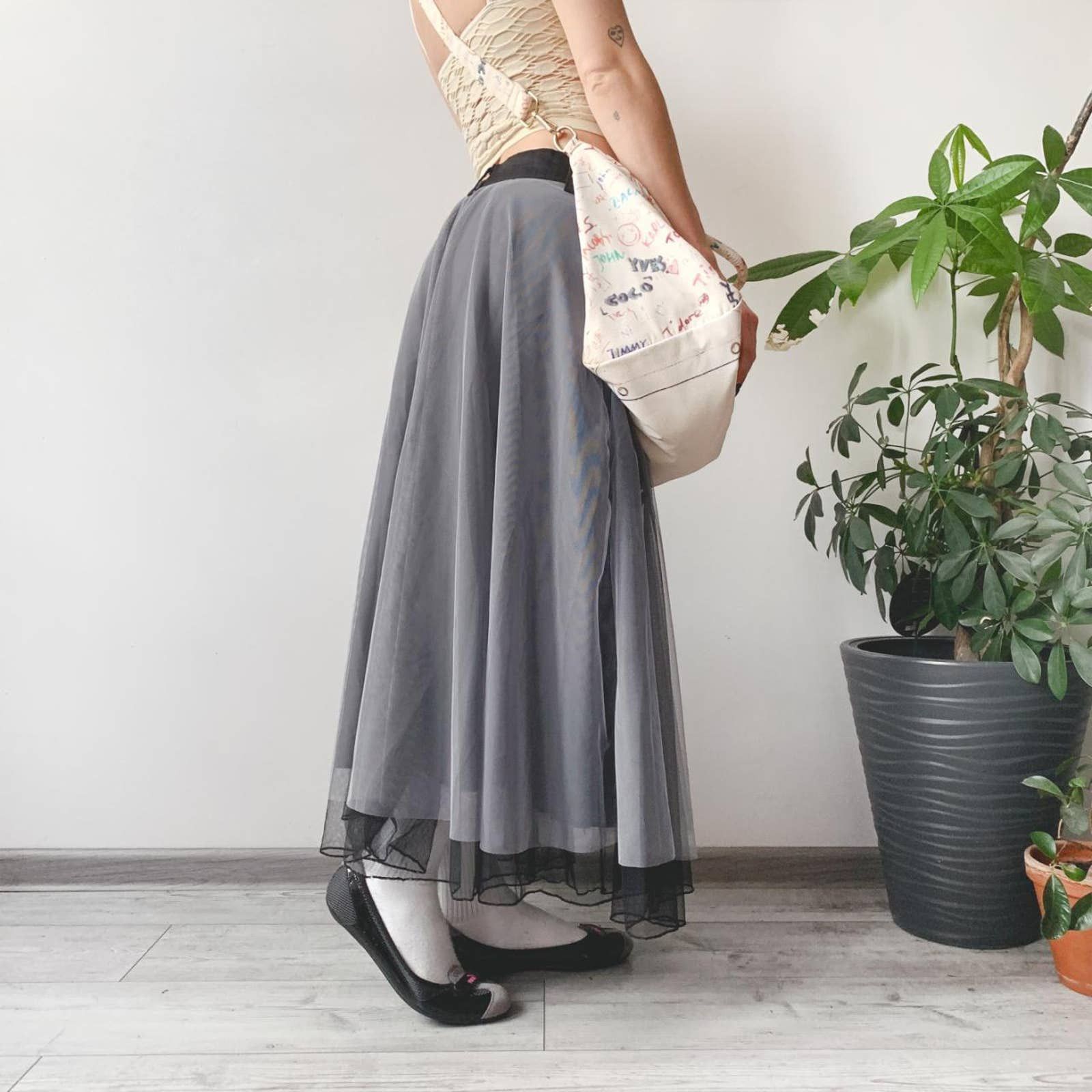 Japanese Brand × Vintage Vintage Y2K Goth Subversive Cyber Tulle Tutu Maxi Skirt Size 28" / US 6 / IT 42 - 4 Thumbnail