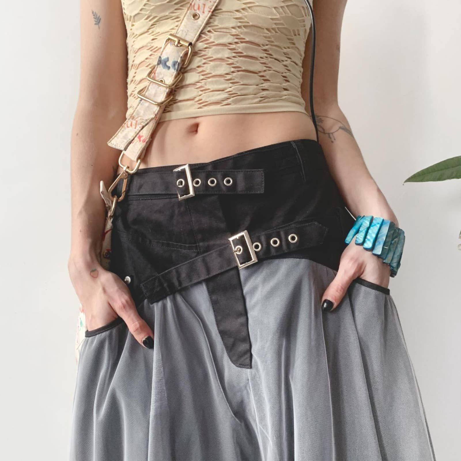 Japanese Brand × Vintage Vintage Y2K Goth Subversive Cyber Tulle Tutu Maxi Skirt Size 28" / US 6 / IT 42 - 3 Thumbnail