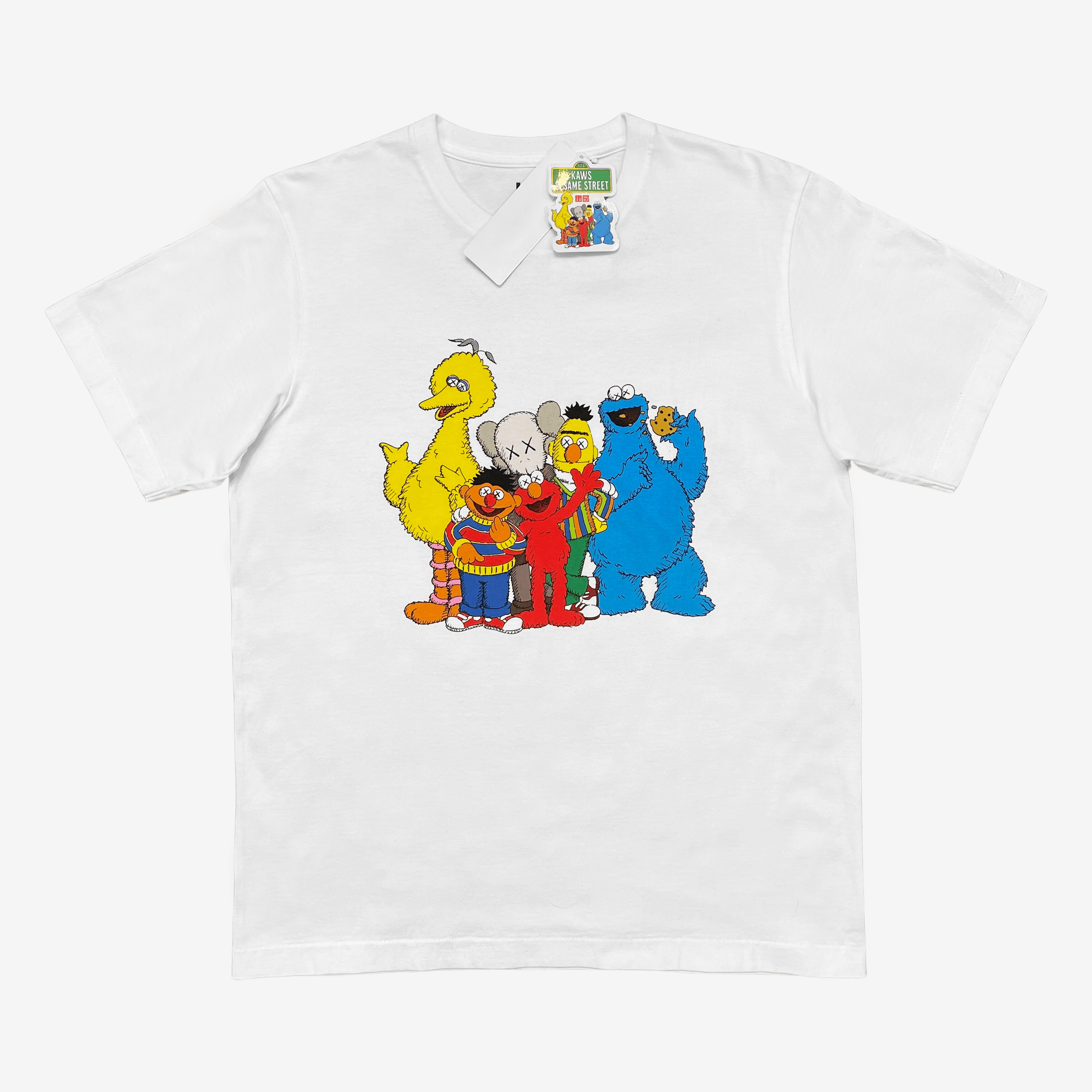 image of Kaws x Uniqlo X Sesame Street White Group 2 Tee, Men's (Size Small)