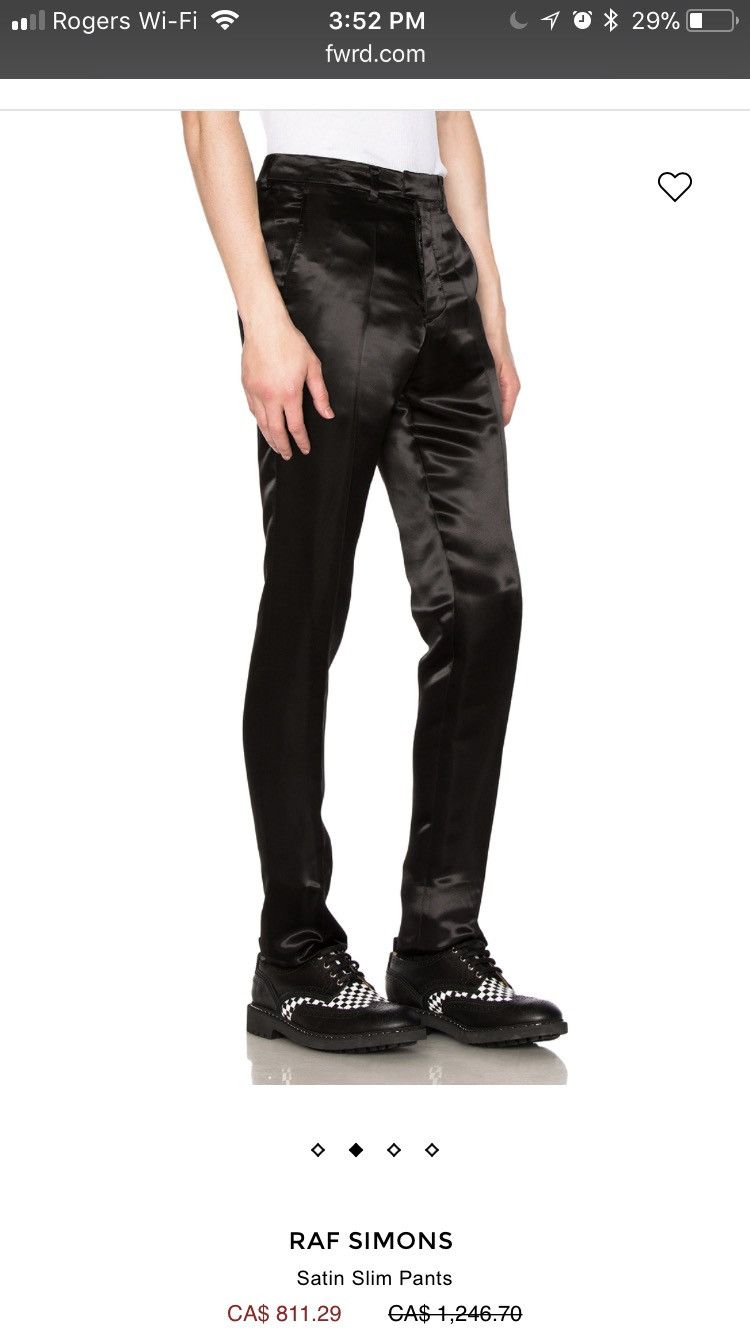 Raf Simons S/S 2017 Black Satin Slim Pants (MSRP $1,300) Size US 31 - 2 Thumbnail