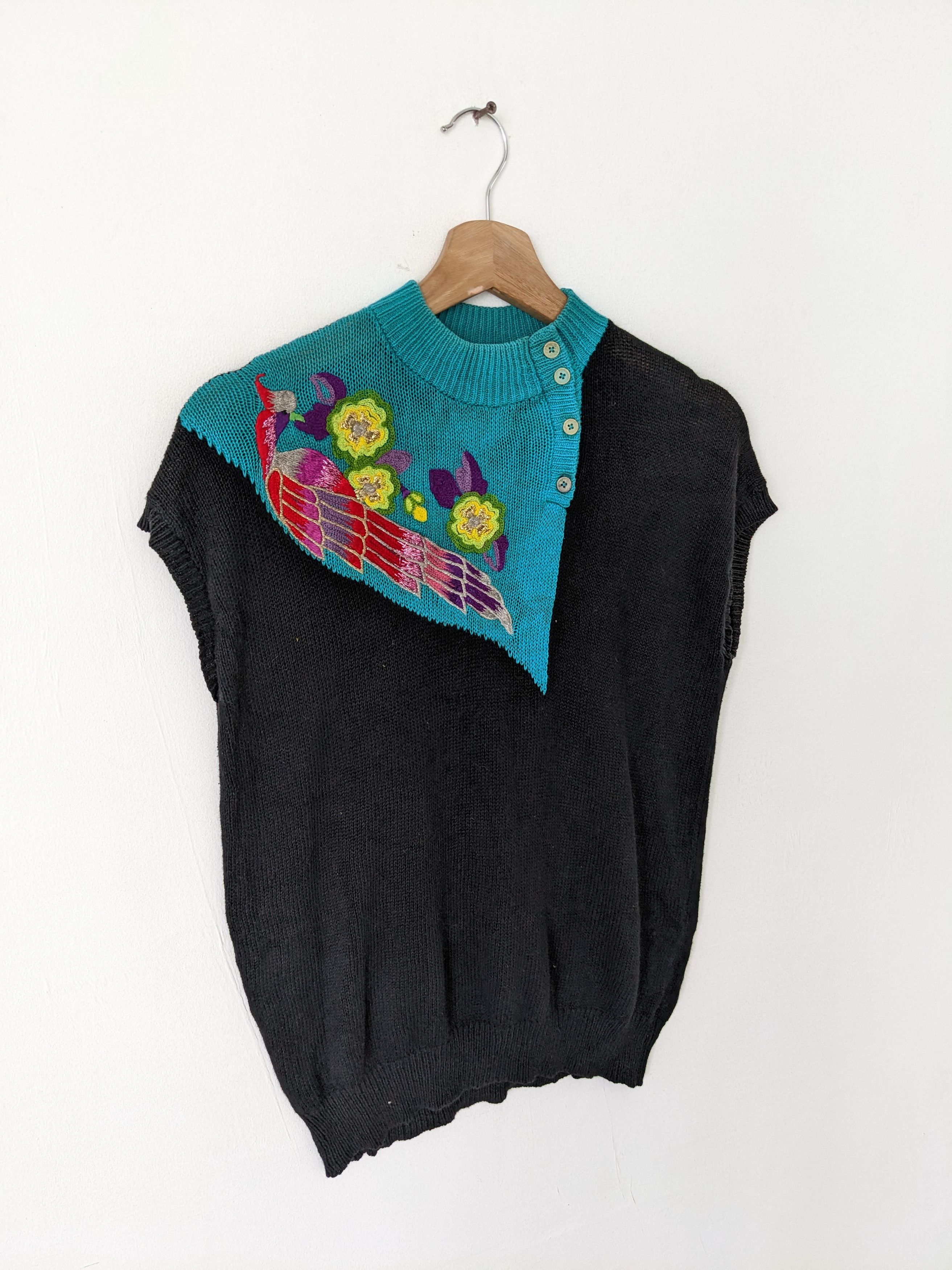 Japanese Brand × Kansai Yamamoto × Vintage Vintage Kansai Cropped Knit Cardigan Sleeveless Size S / US 4 / IT 40 - 3 Thumbnail