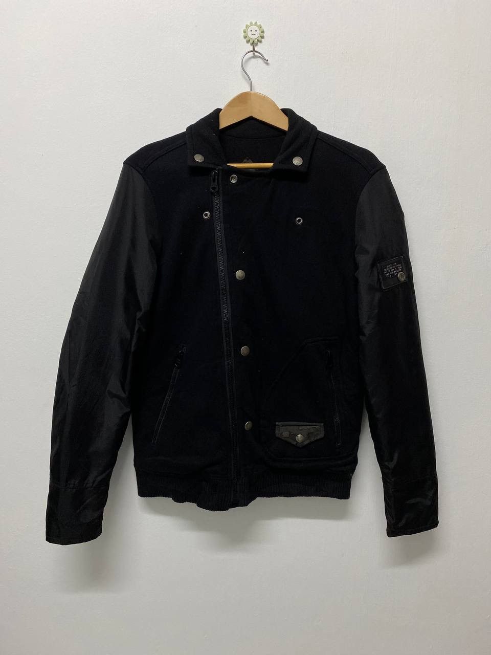 image of Vintage Diesel Industry Jacket Nylon Sleeves Nice Design in Black, Men's (Size Small)