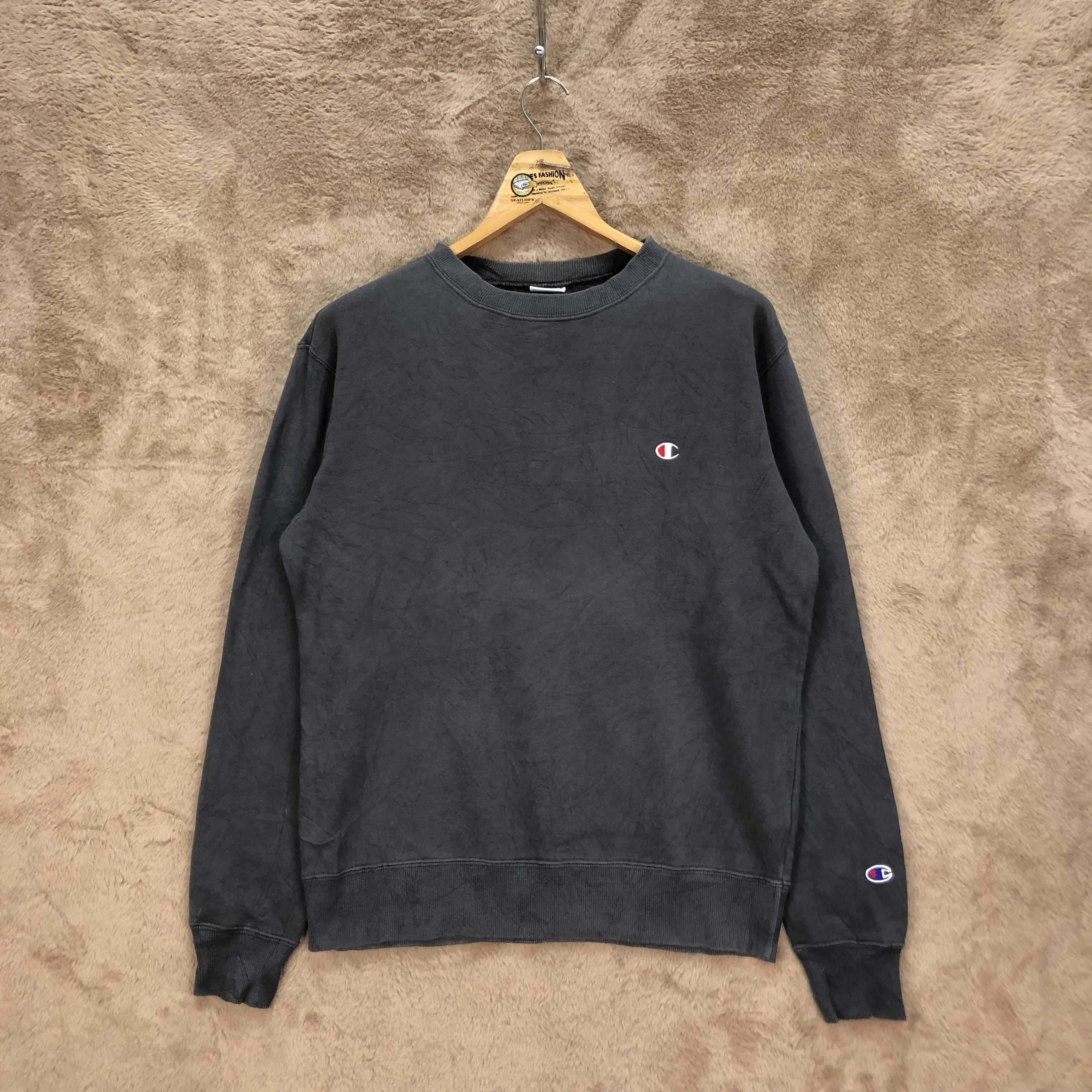 image of Champion Small Logo Sweatshirts 5135-175 in Faded Black, Men's (Size Large)