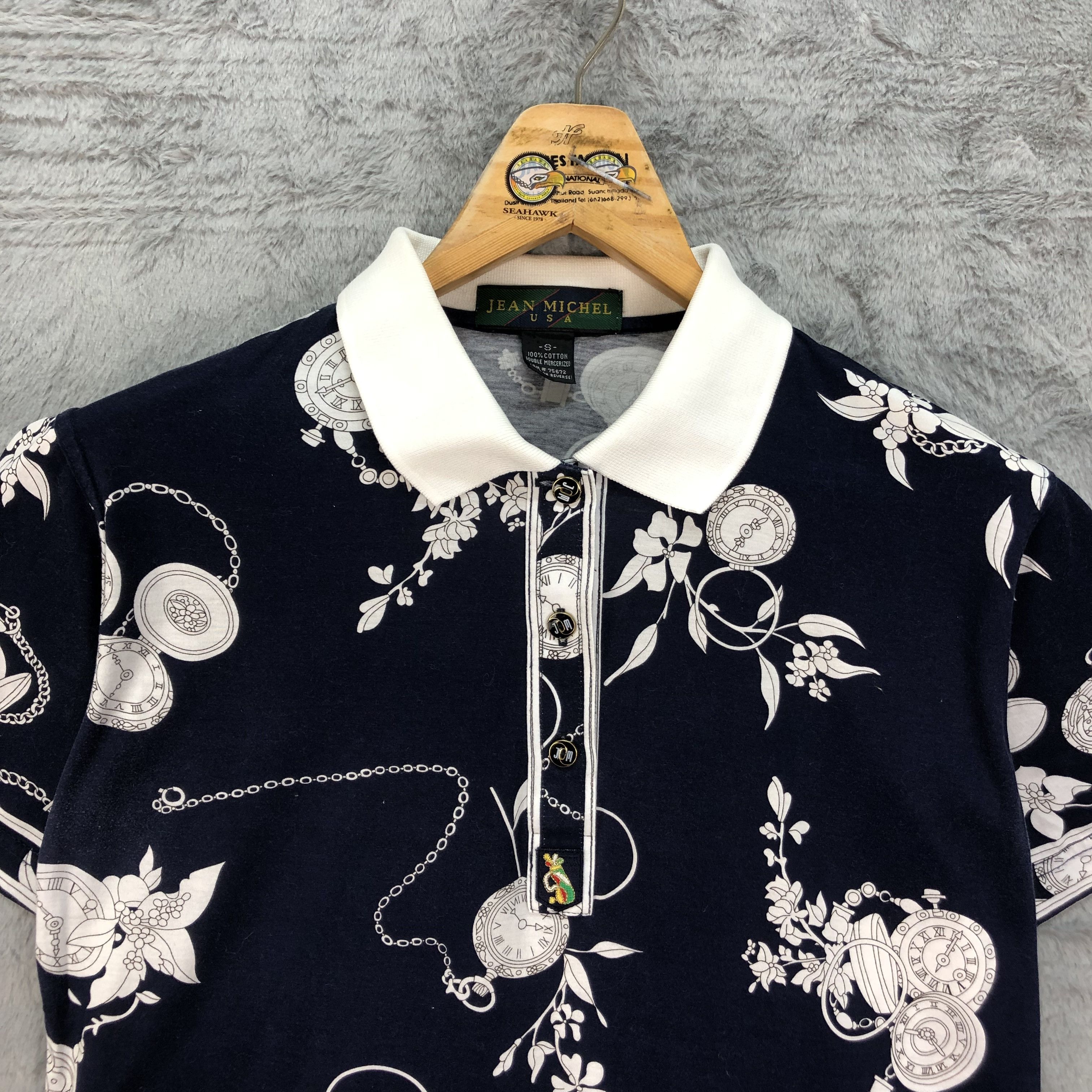 Japanese Brand Jean Michel USA Classic Watch All Over Print Polo #4595-160 Size US S / EU 44-46 / 1 - 2 Thumbnail