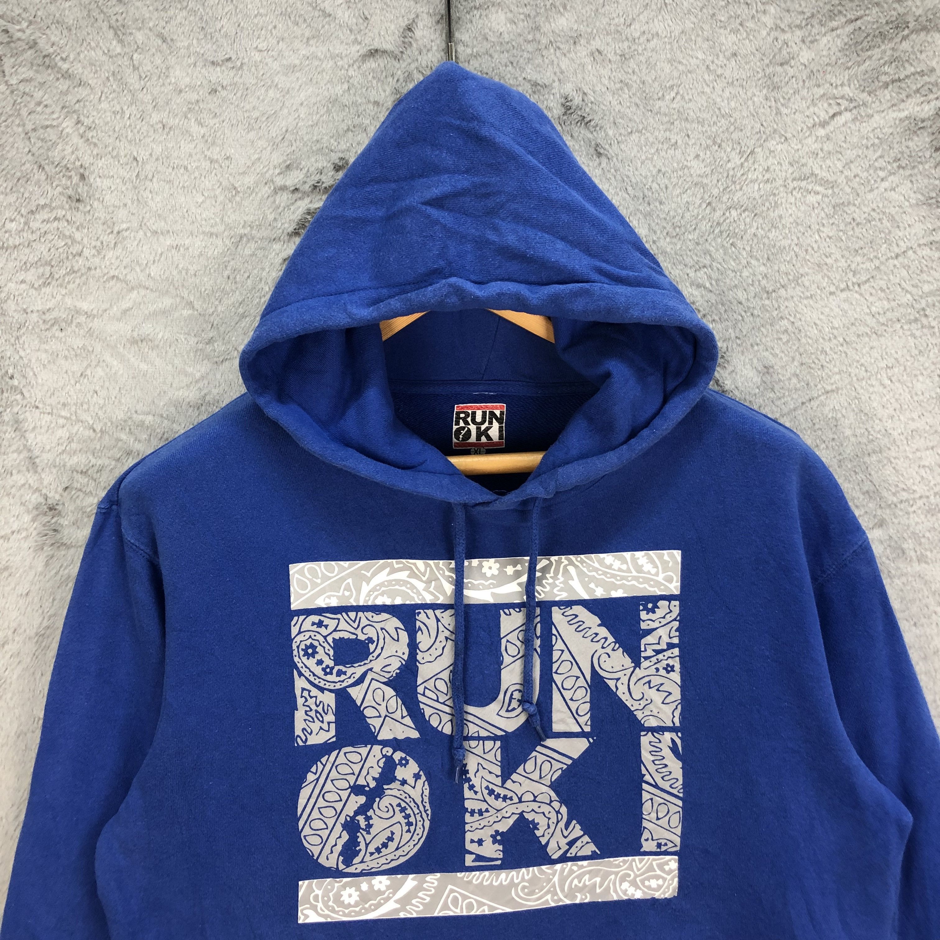 Japanese Brand RUN OKI BIG LOGO PULLOVER BLUE HOODIES #5076-33 Size US XL / EU 56 / 4 - 2 Thumbnail
