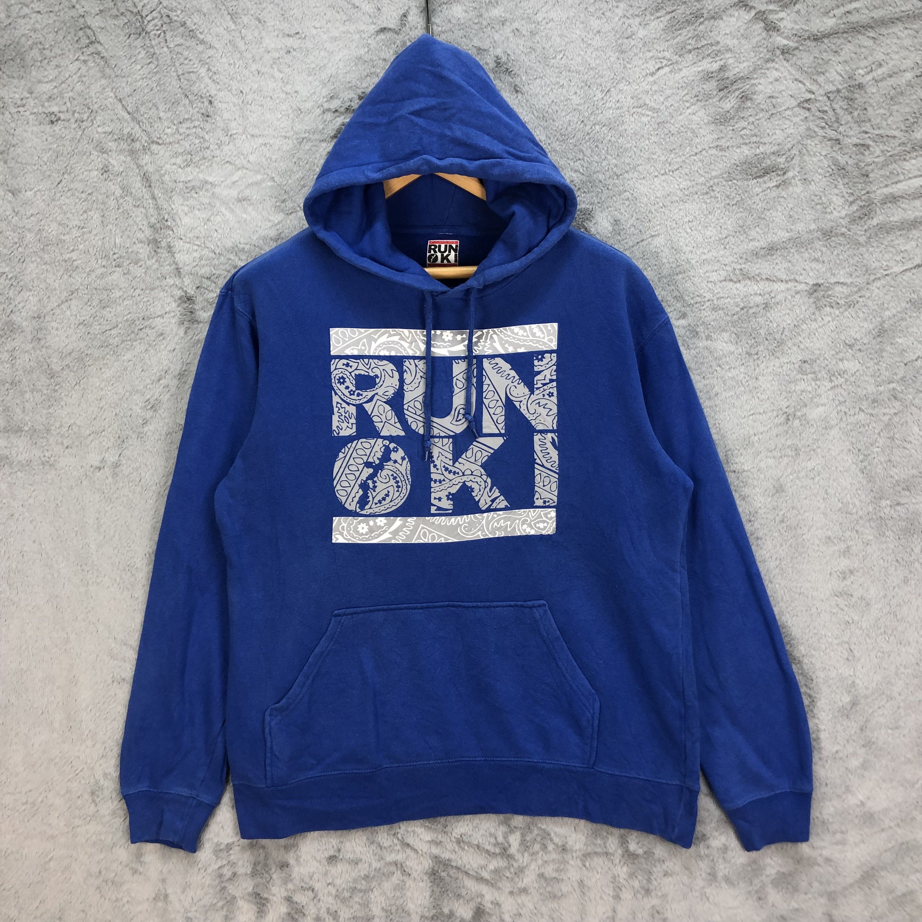 Japanese Brand RUN OKI BIG LOGO PULLOVER BLUE HOODIES #5076-33 Size US XL / EU 56 / 4 - 1 Thumbnail