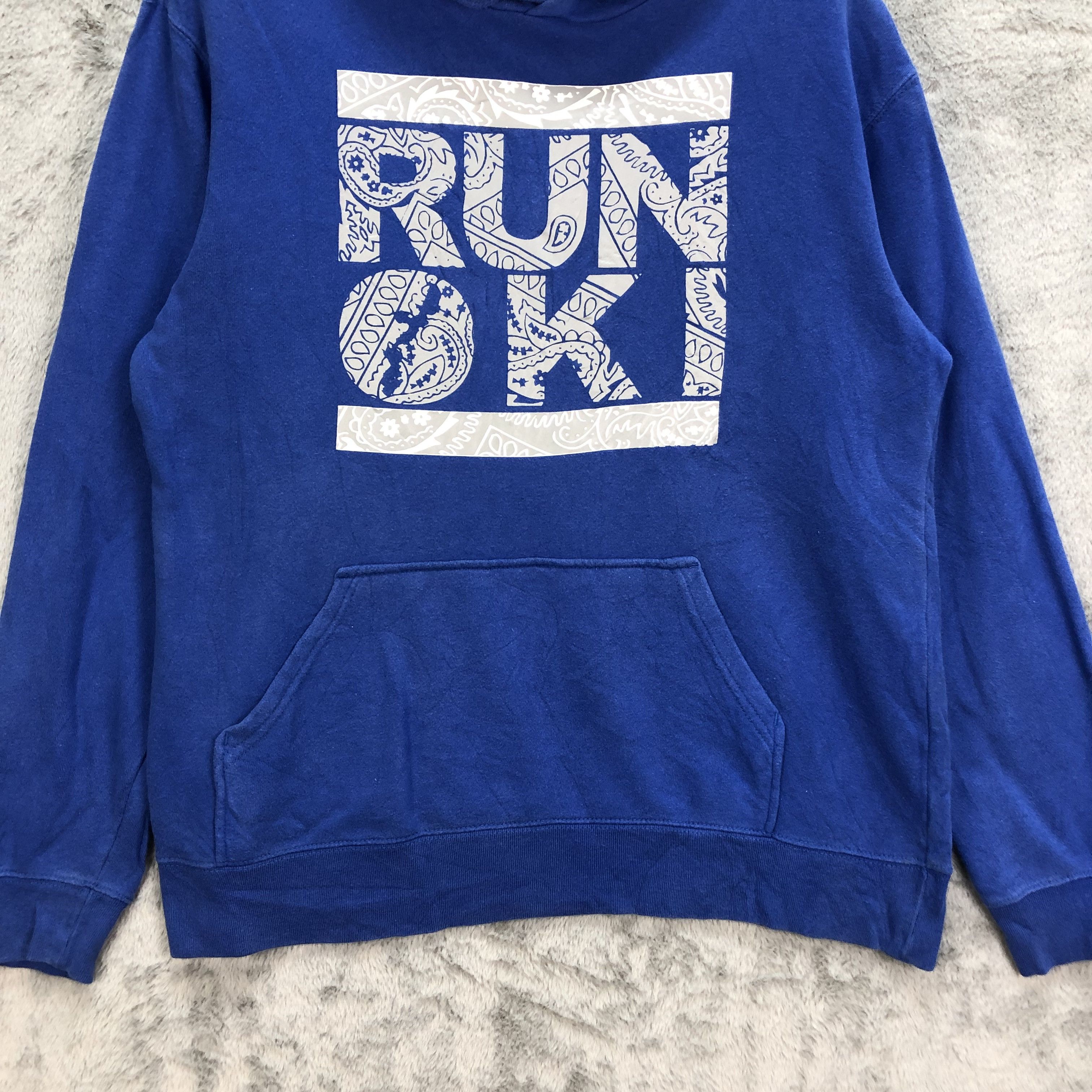Japanese Brand RUN OKI BIG LOGO PULLOVER BLUE HOODIES #5076-33 Size US XL / EU 56 / 4 - 4 Thumbnail