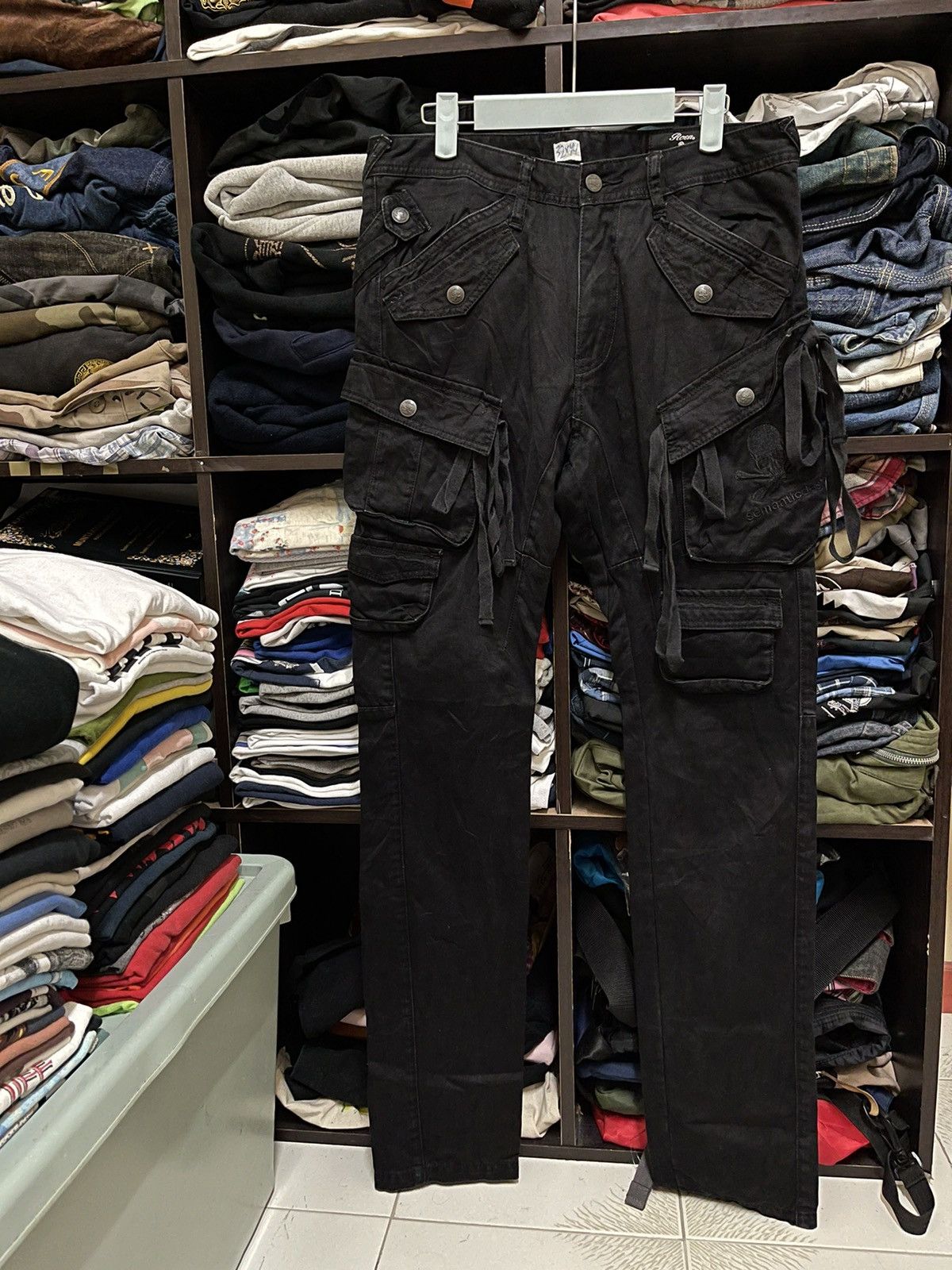 image of Roen X Semantic Design Cargo Pant in Black, Men's (Size 32)