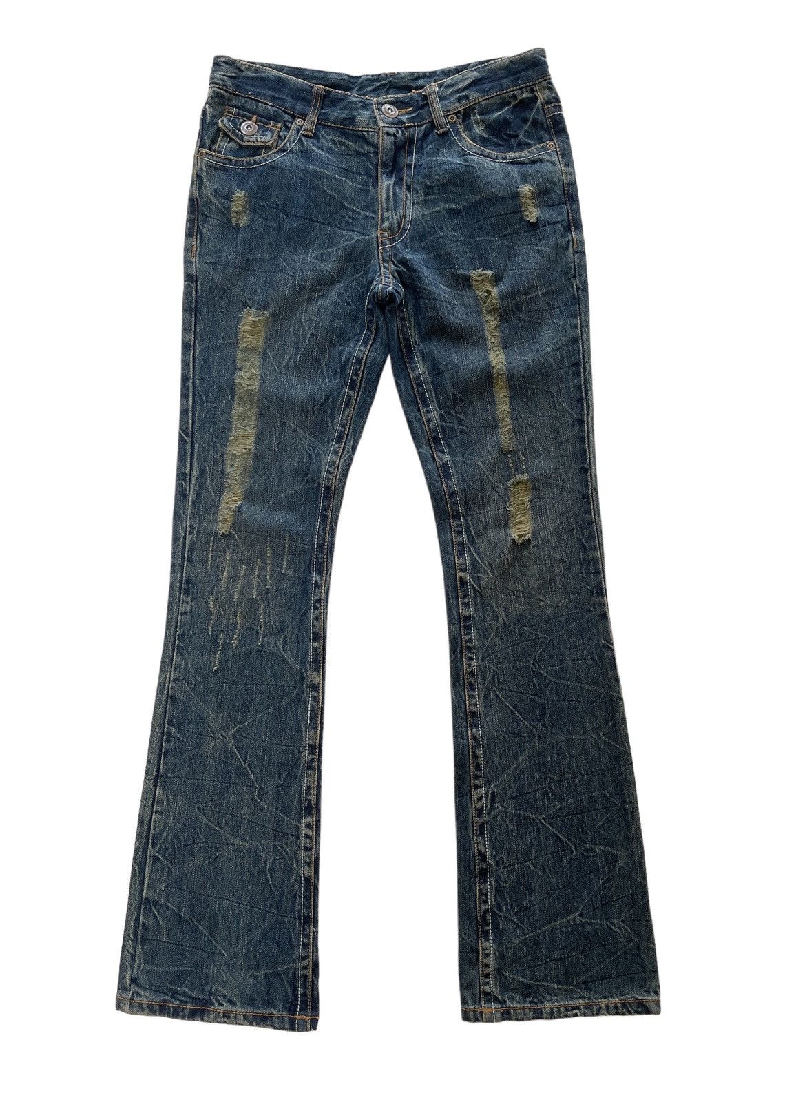 image of Vintage Distressed Rusty Flared Denim in Blue Denim, Men's (Size 31)