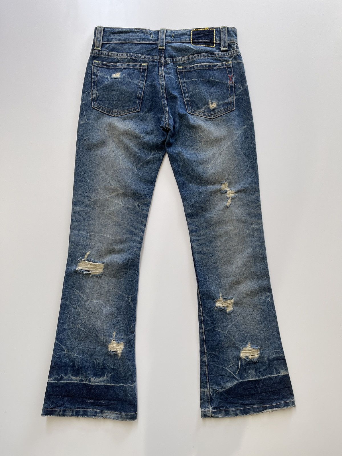 Japanese Brand Mixed Culture Distressed Design Flared Denim Size US 34 / EU 50 - 11 Thumbnail