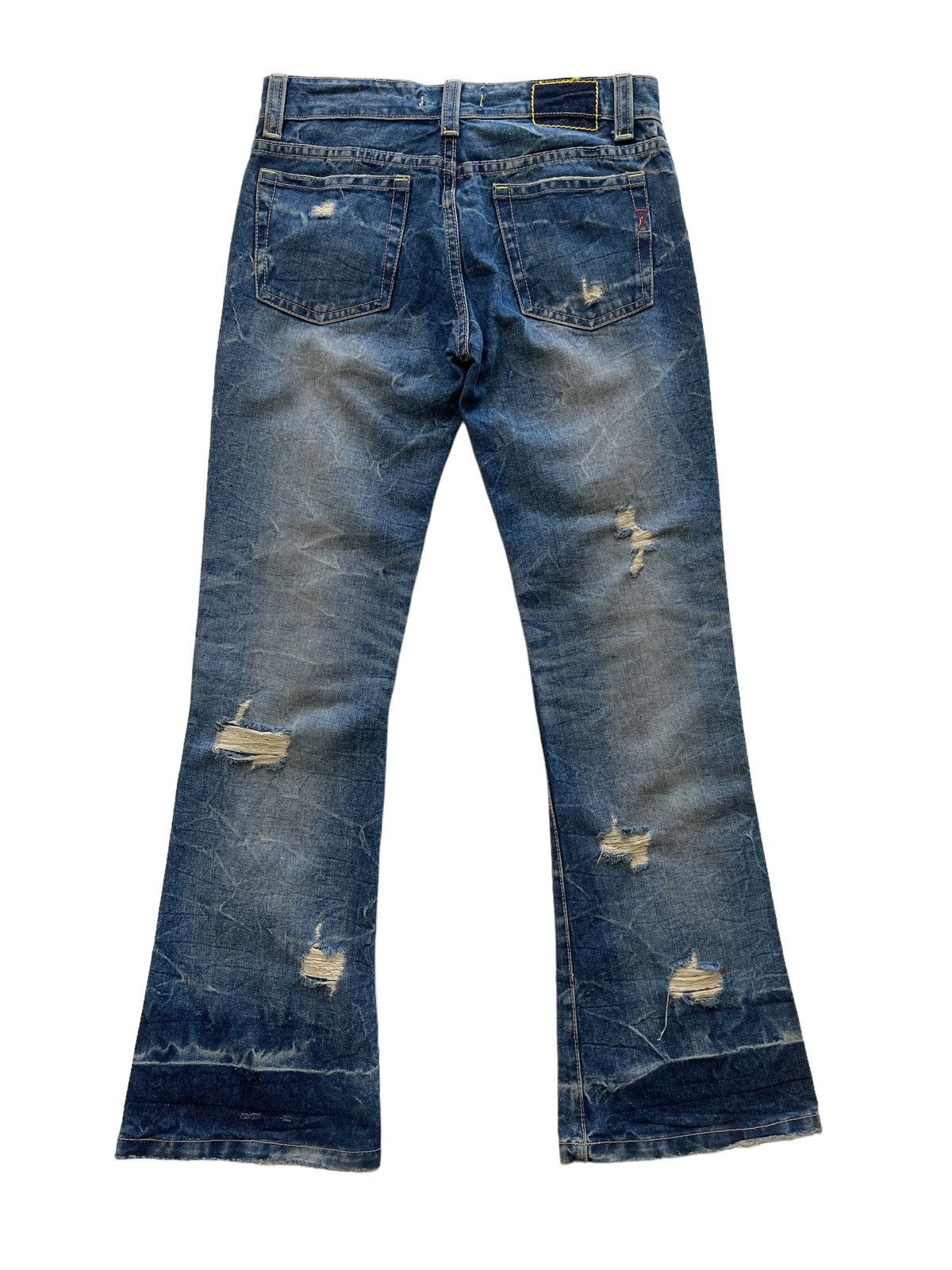 Japanese Brand Mixed Culture Distressed Design Flared Denim Size US 34 / EU 50 - 3 Thumbnail