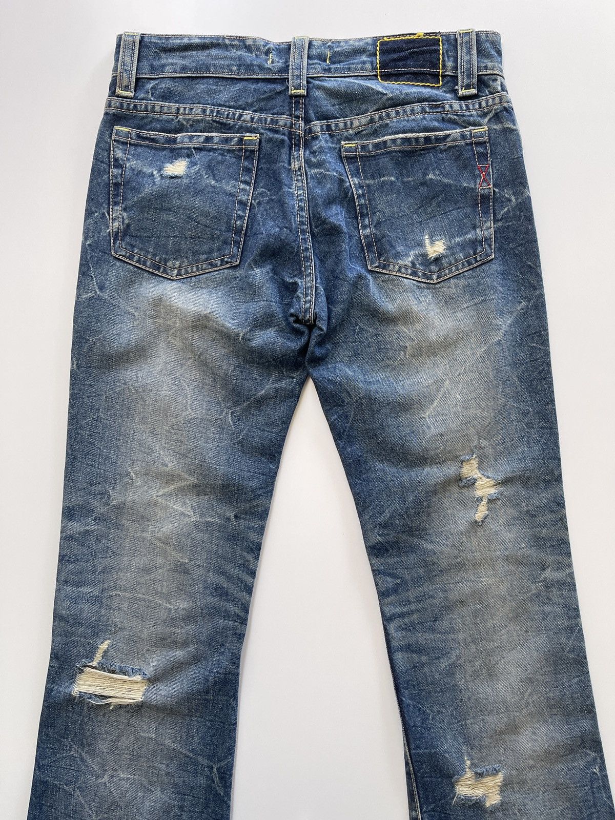 Japanese Brand Mixed Culture Distressed Design Flared Denim Size US 34 / EU 50 - 9 Thumbnail