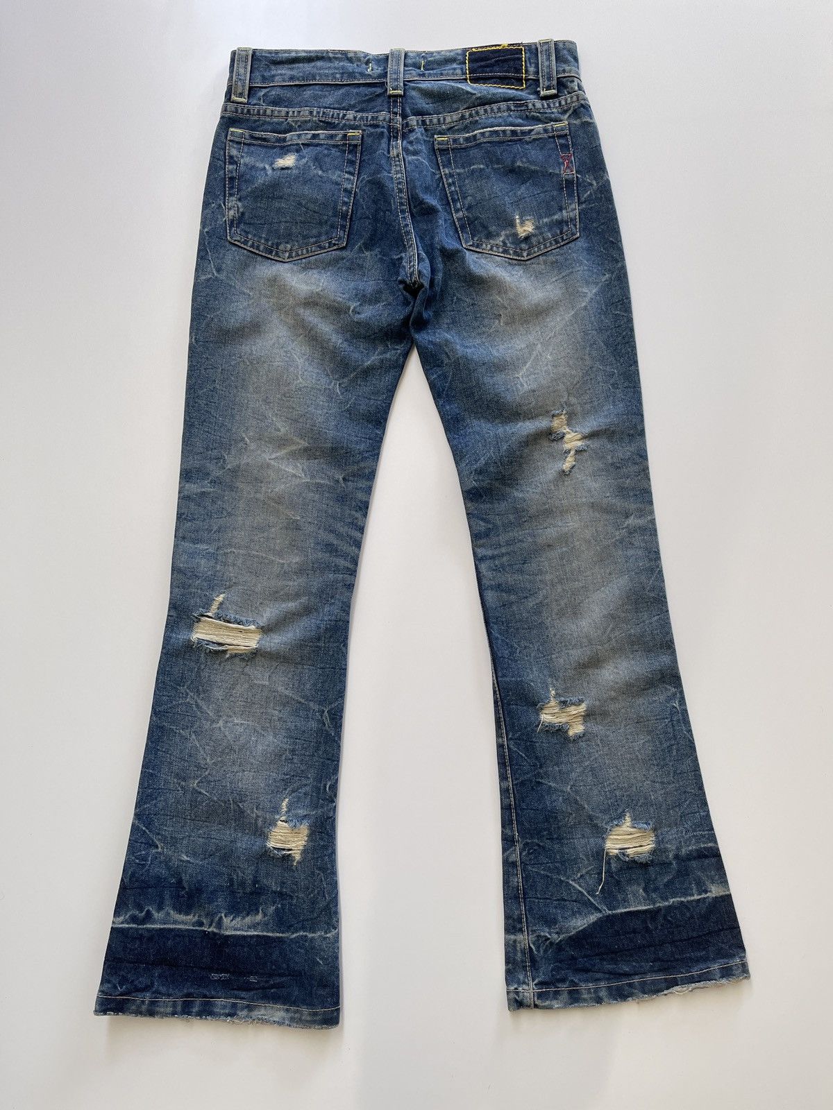 Japanese Brand Mixed Culture Distressed Design Flared Denim Size US 34 / EU 50 - 6 Thumbnail