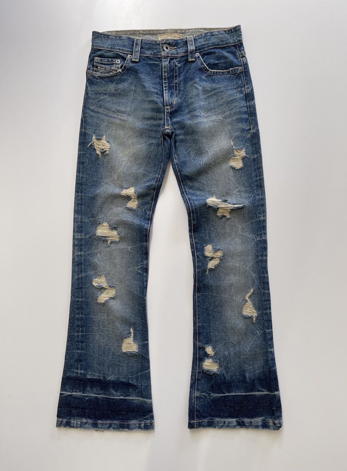 Japanese Brand Mixed Culture Distressed Design Flared Denim Size US 34 / EU 50 - 10 Thumbnail